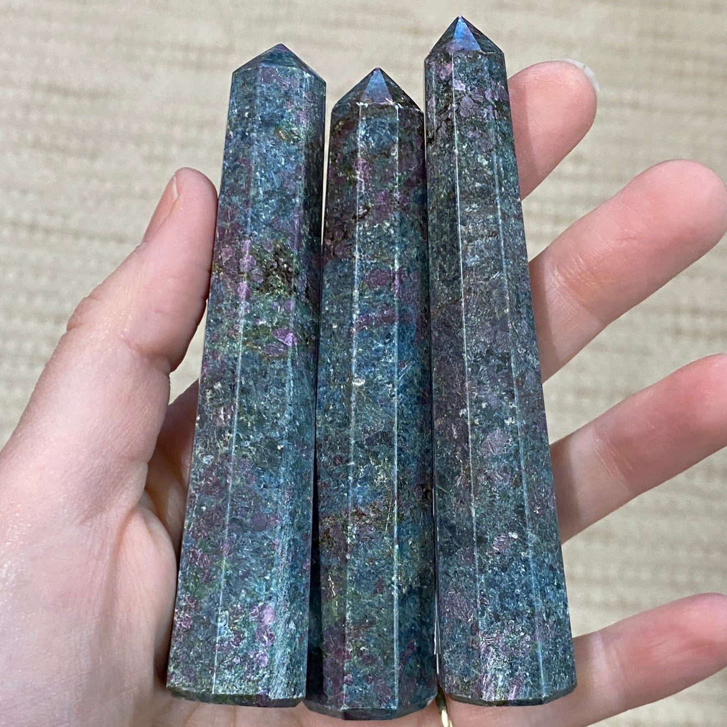 Ruby in Kyanite x 3 towers