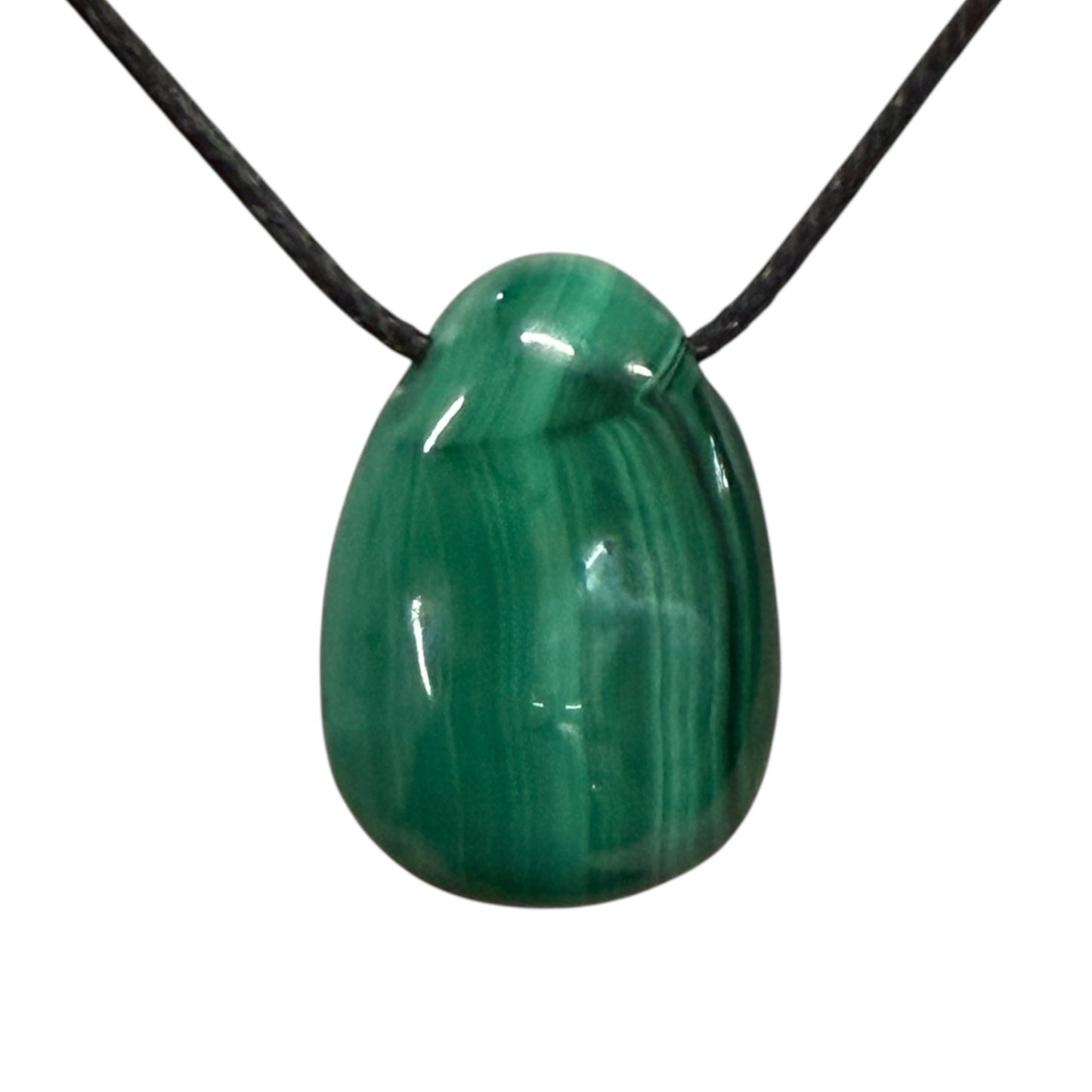 Malachite pendant on black cord