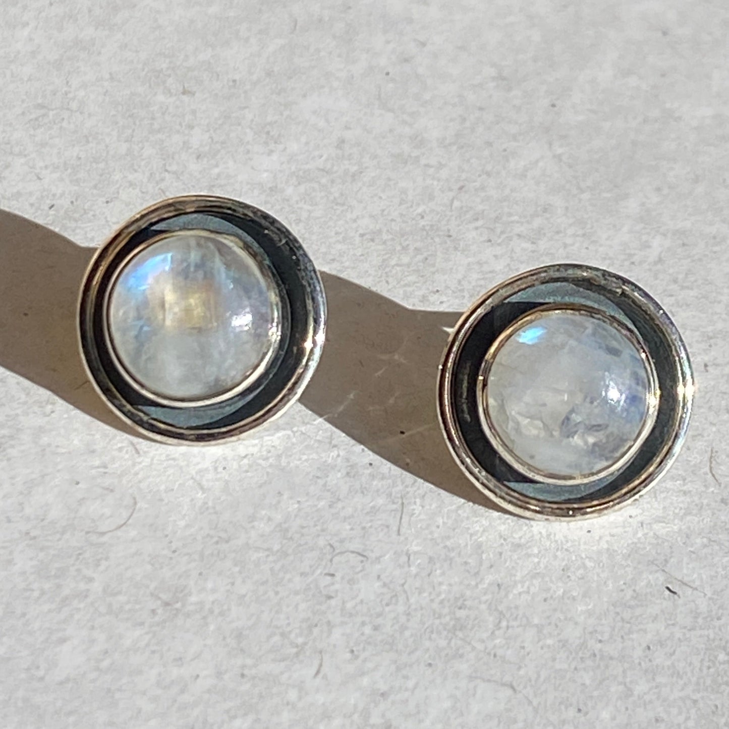 Moonstone studs sterling silver