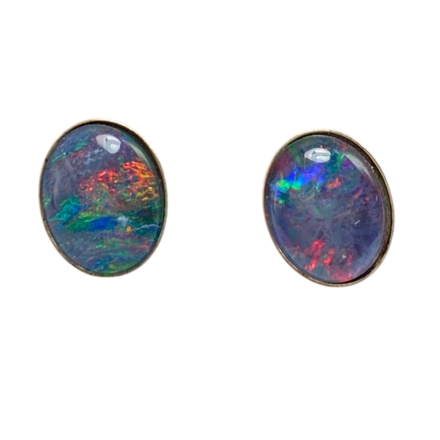 Australian opal 8x10mm sterling silver studs