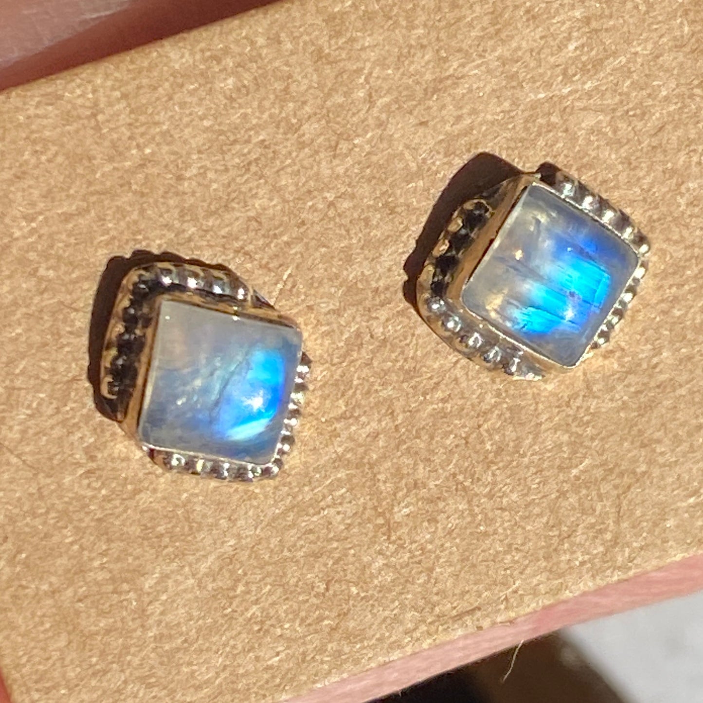 Moonstone square studs