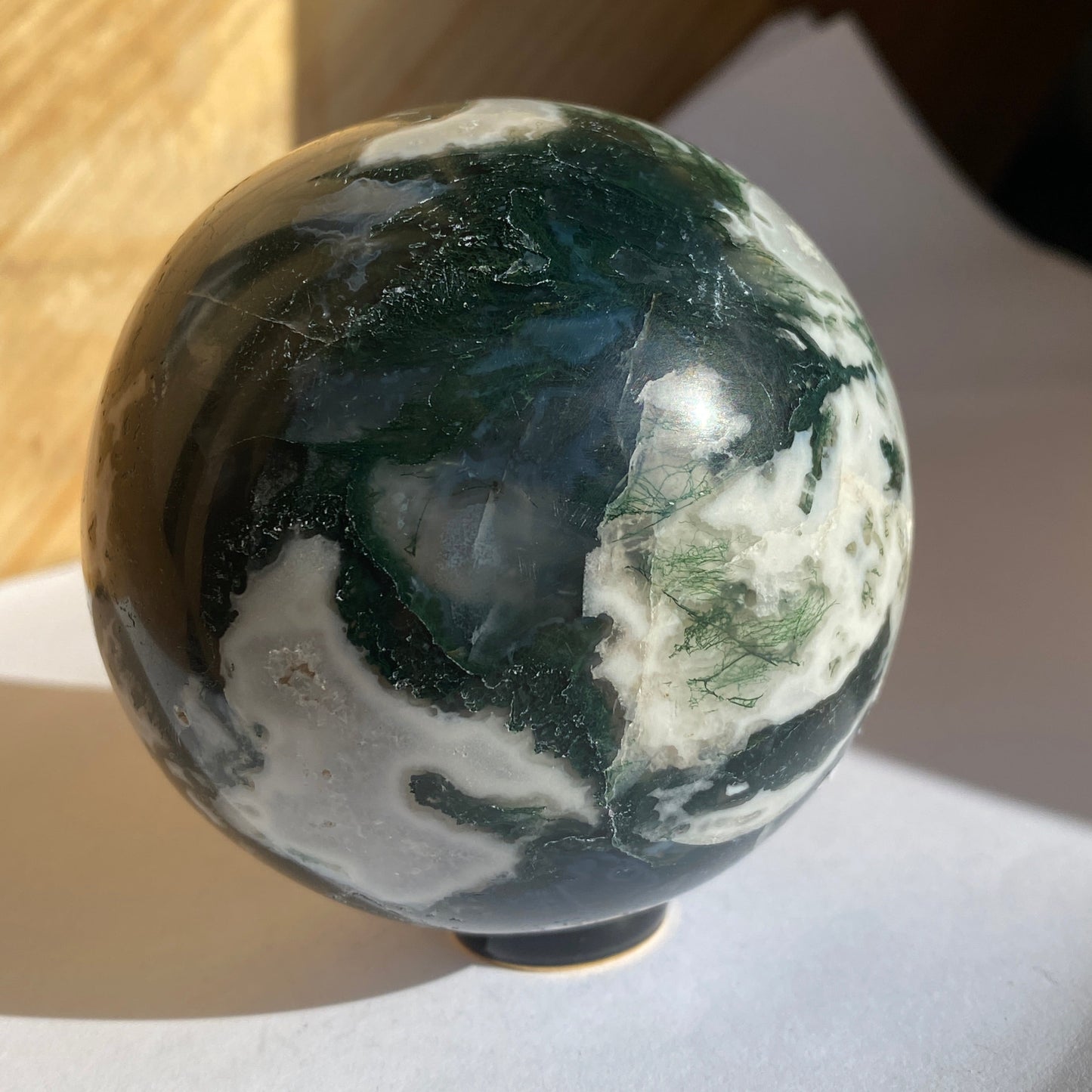 Moss agate sphere