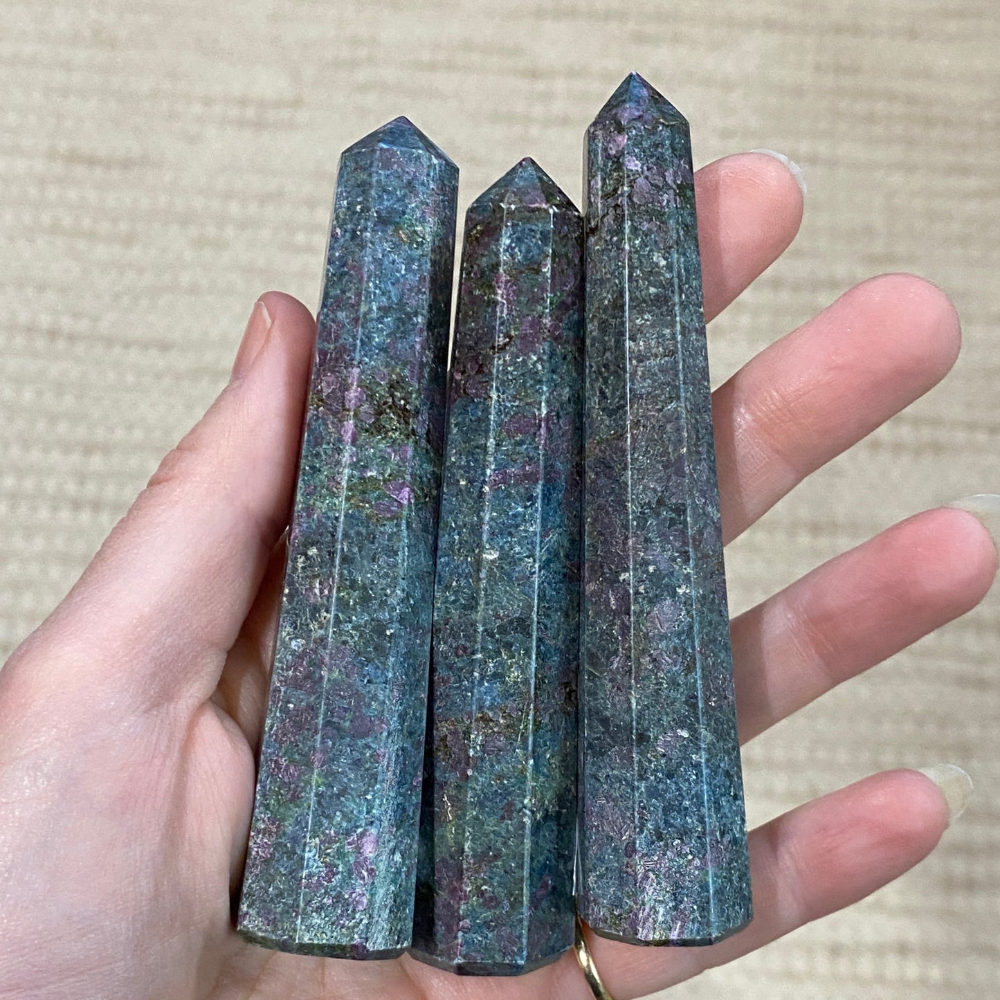 Ruby in Kyanite x 3 towers