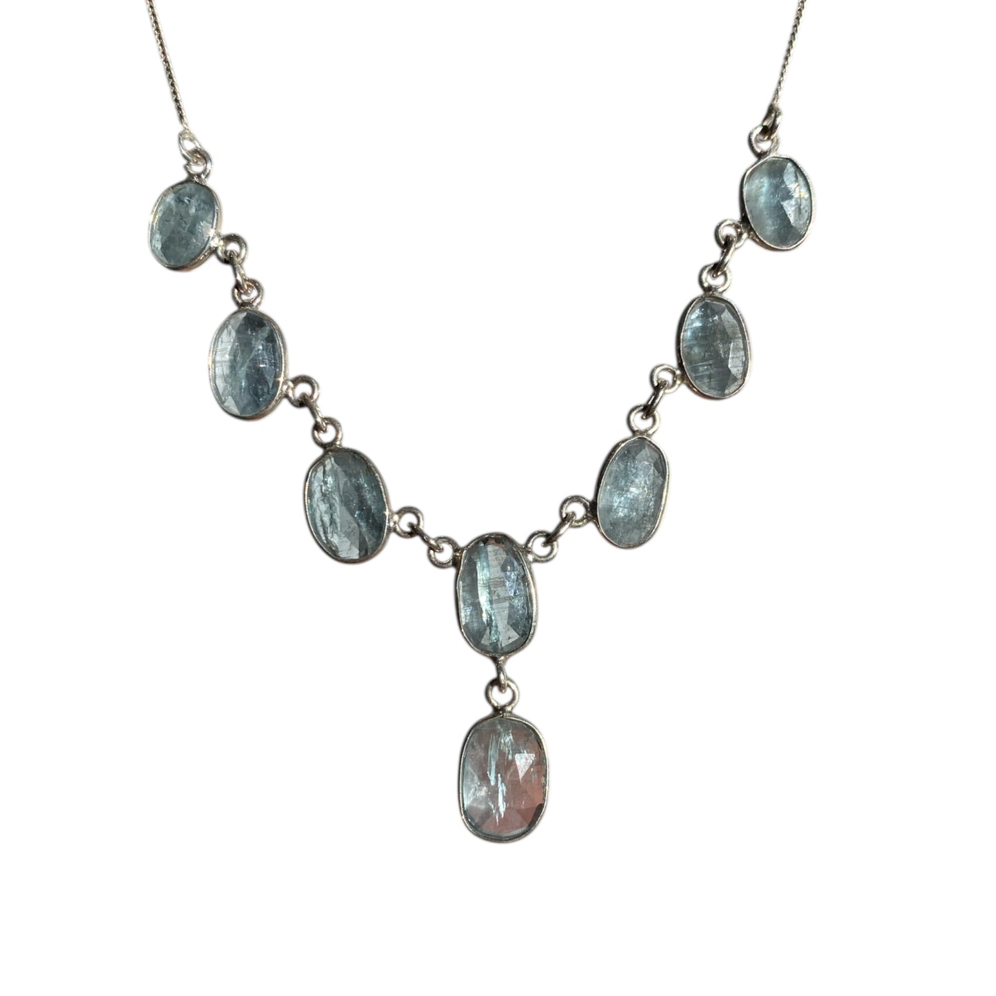 Aqua kyanite sterling silver necklace
