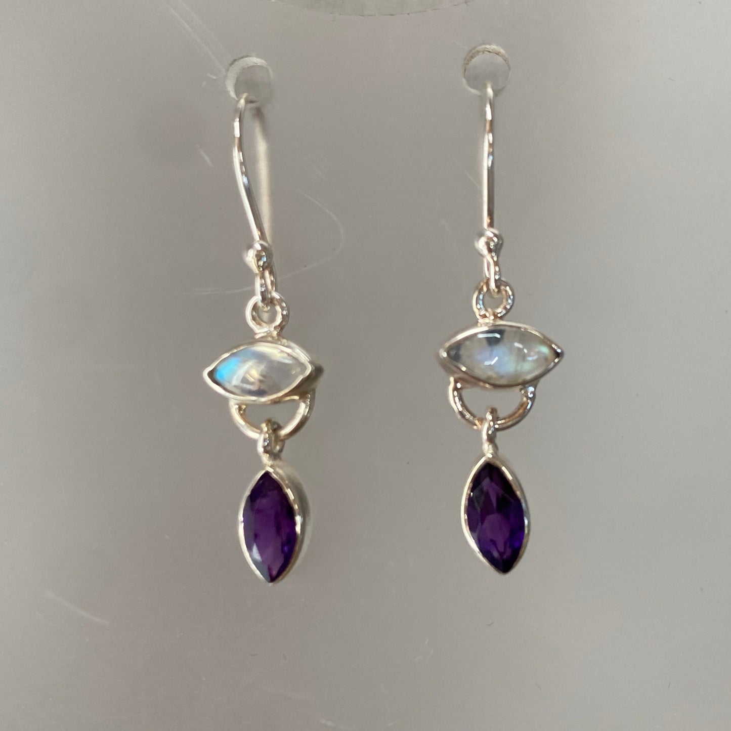 Moonstone and Amethyst sterling silver earrings