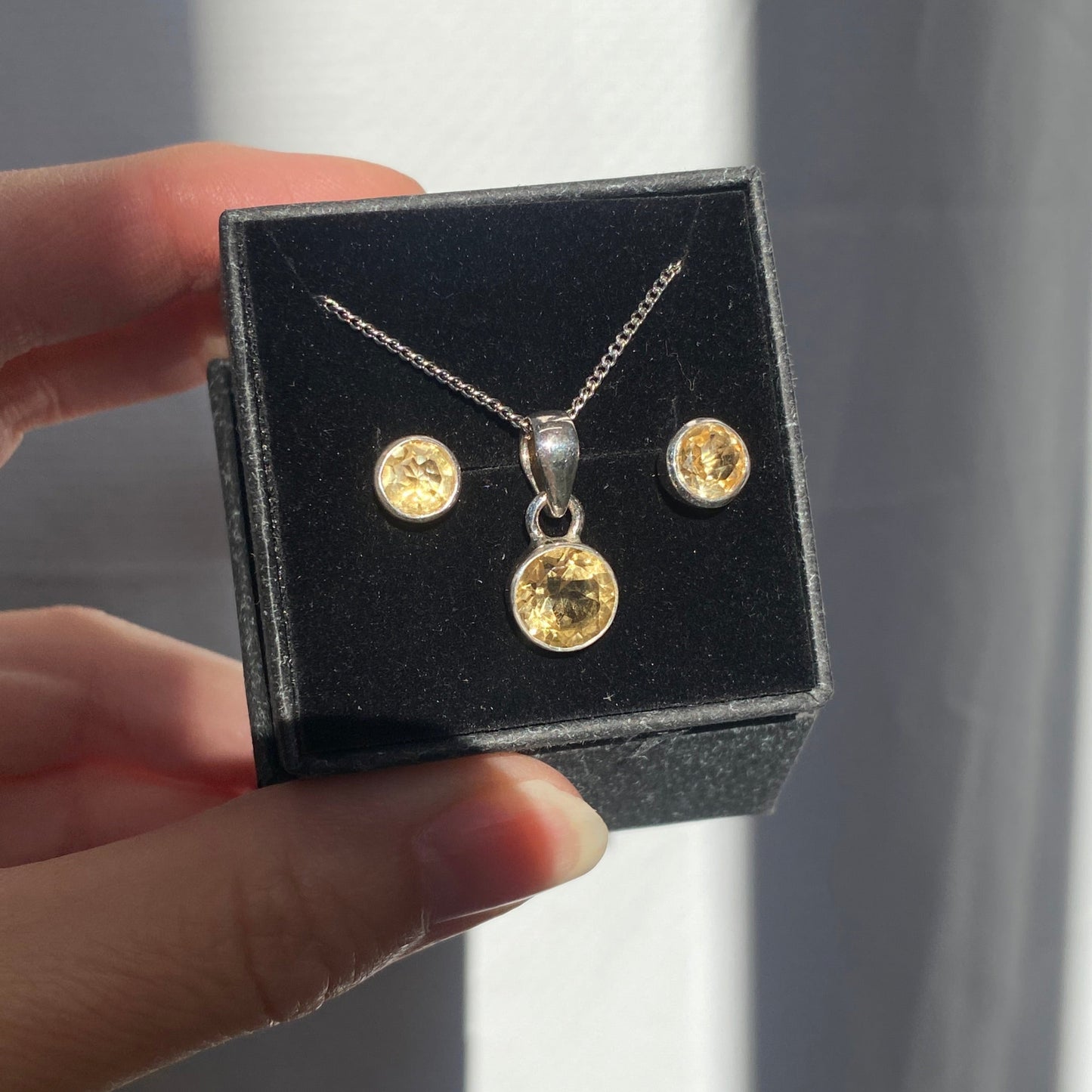 Citrine set, studs and pendant