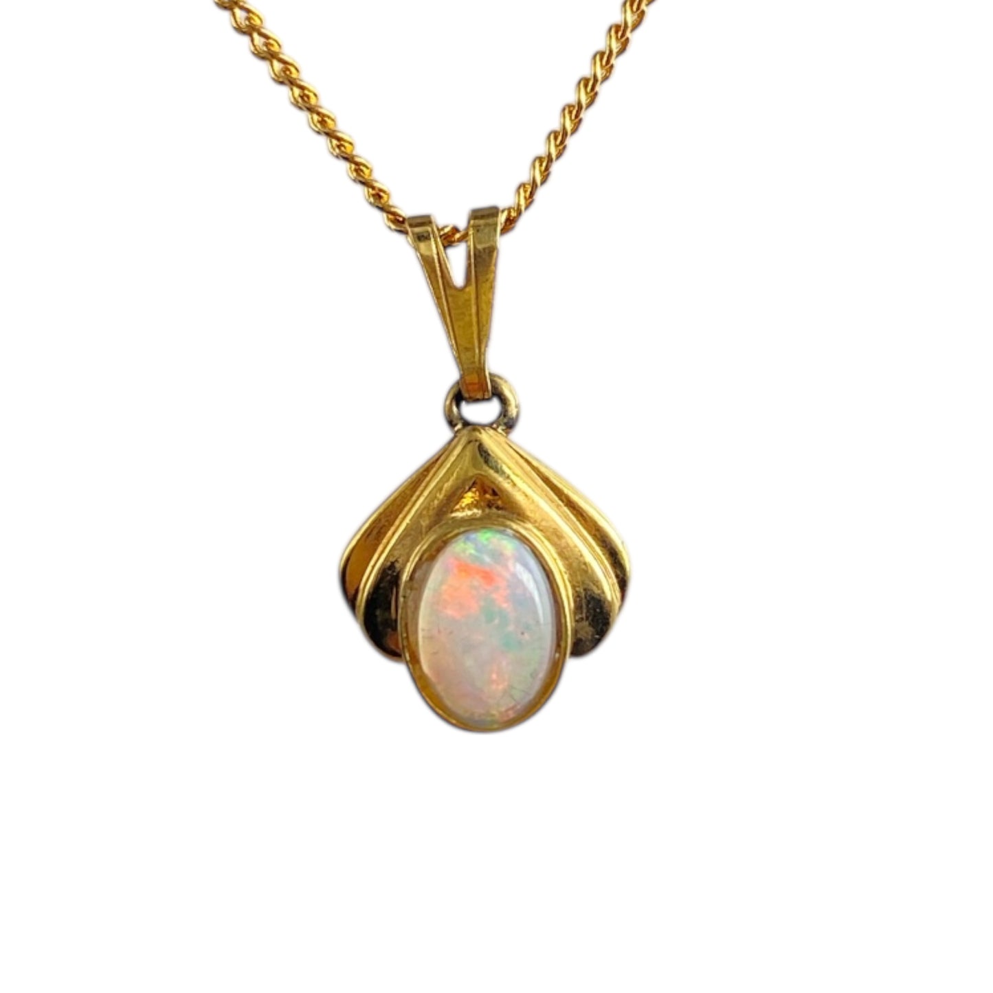 Sterling silver gold plated white solid opal pendant