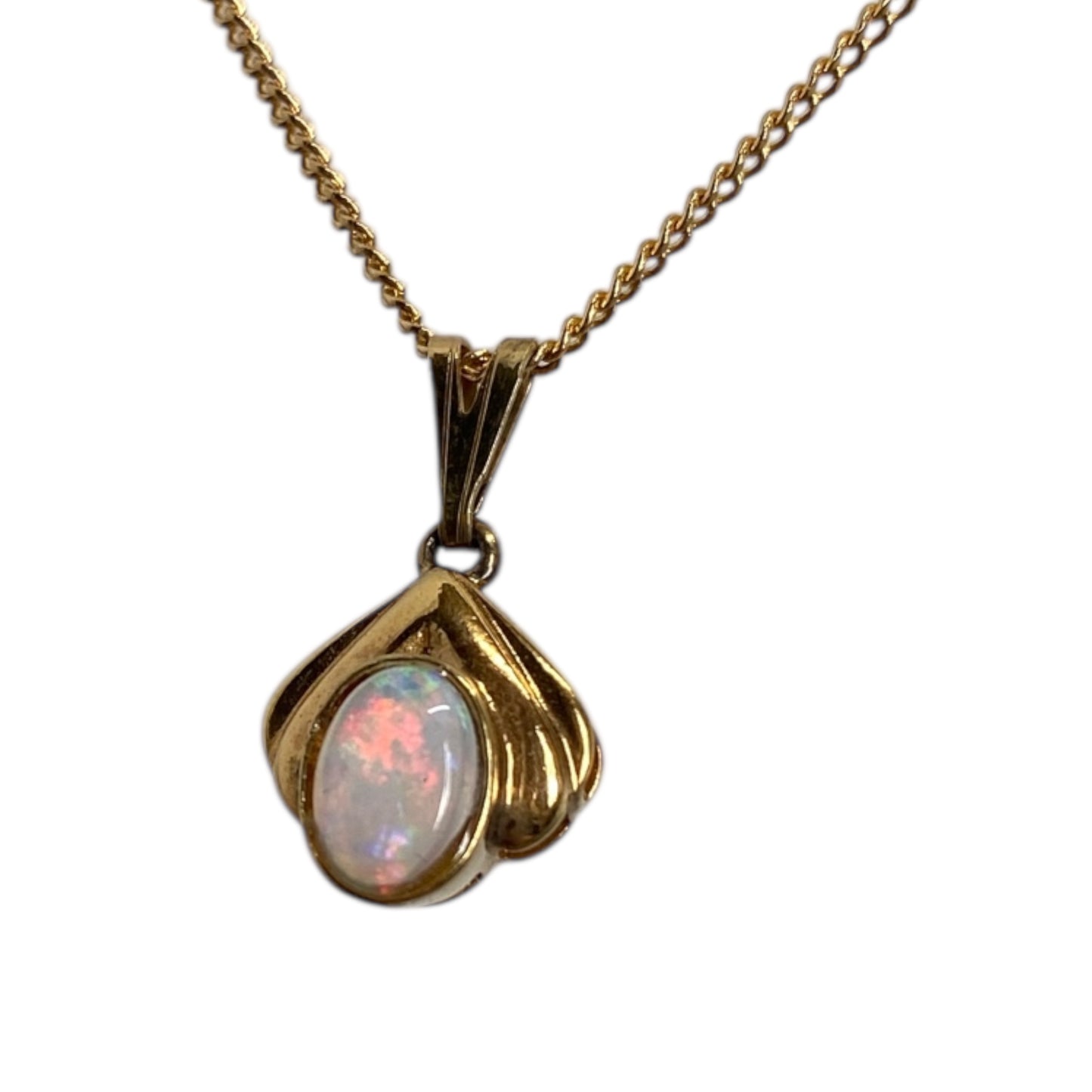 Sterling silver gold plated white solid opal pendant