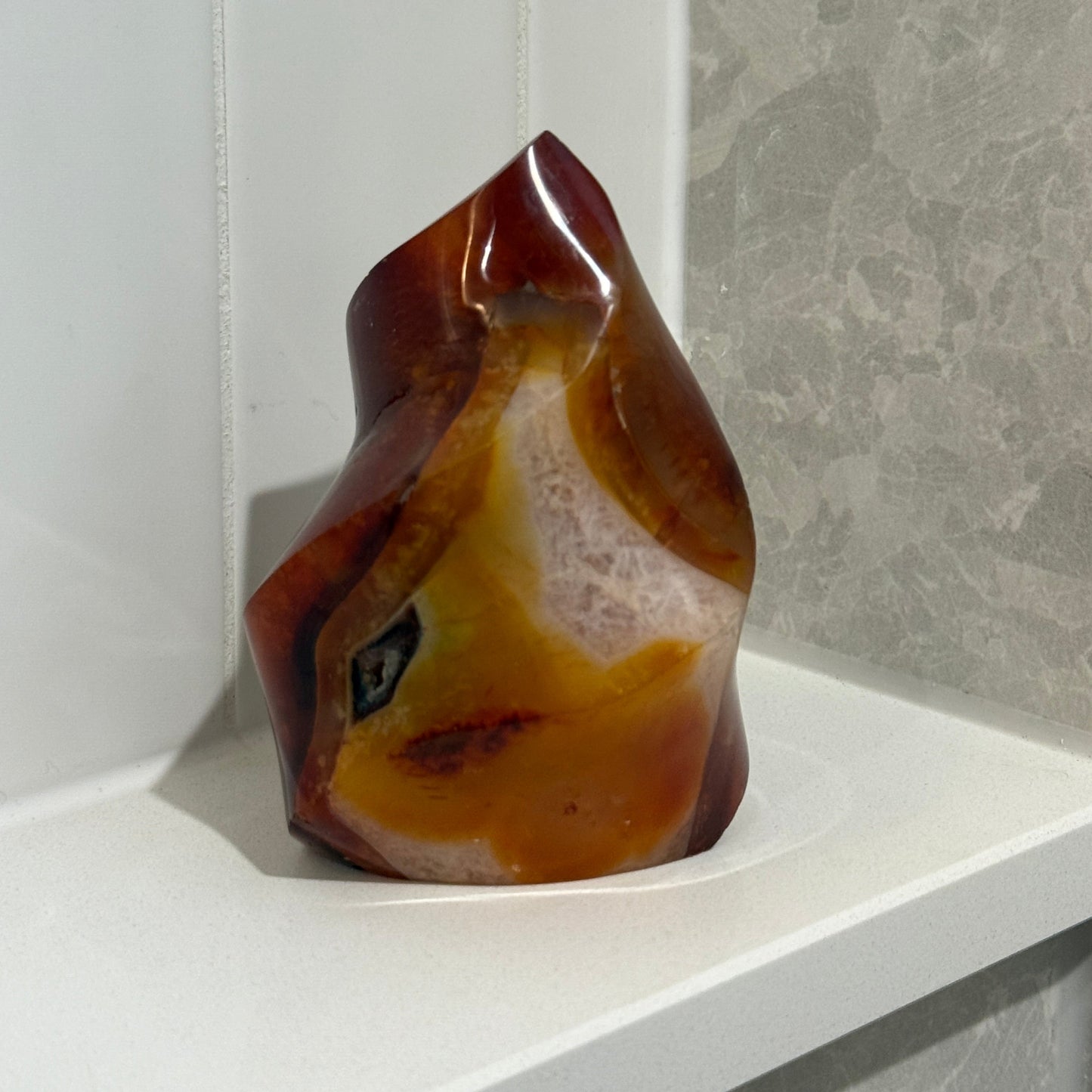 Carnelian flame on light base
