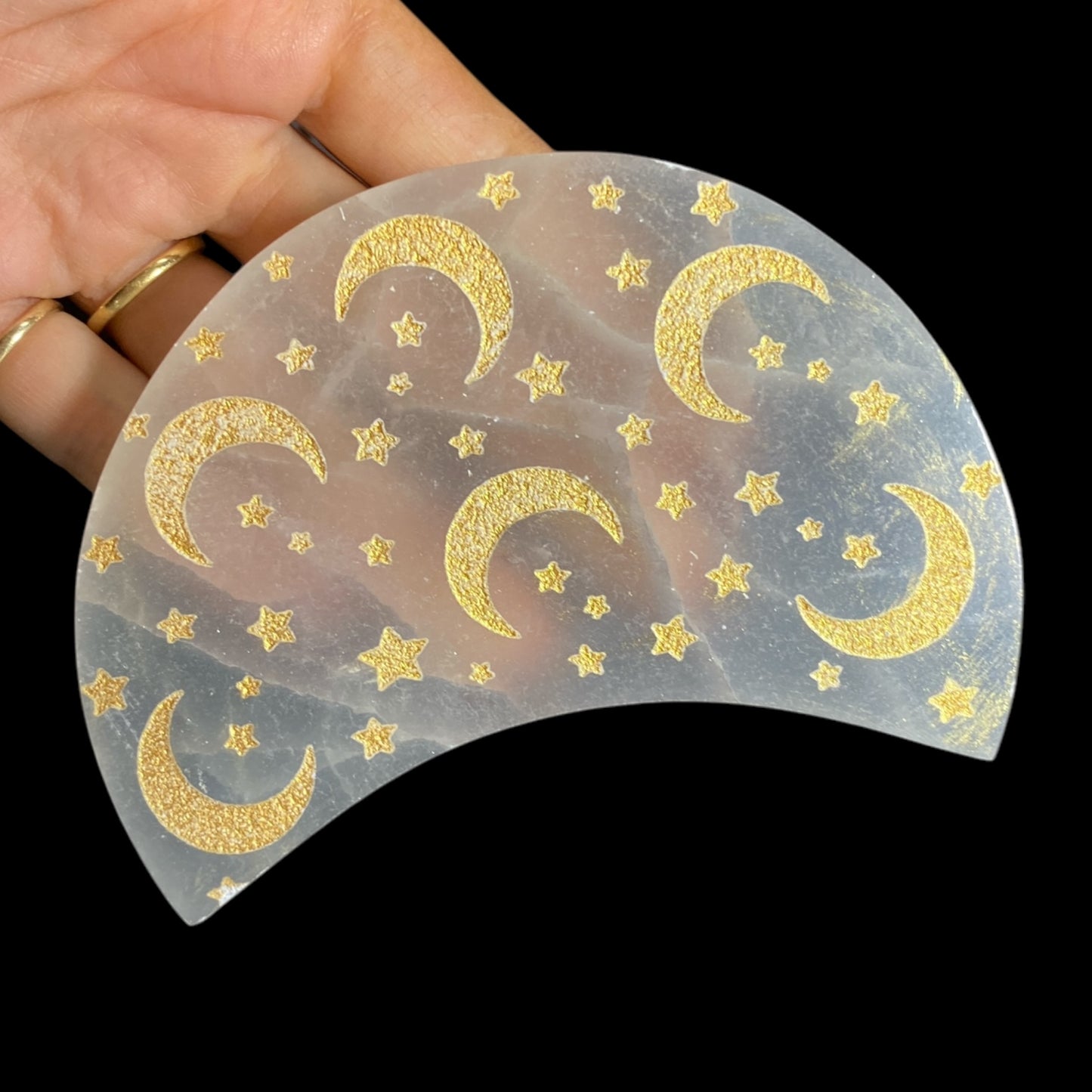 Selenite moon plate 10cm