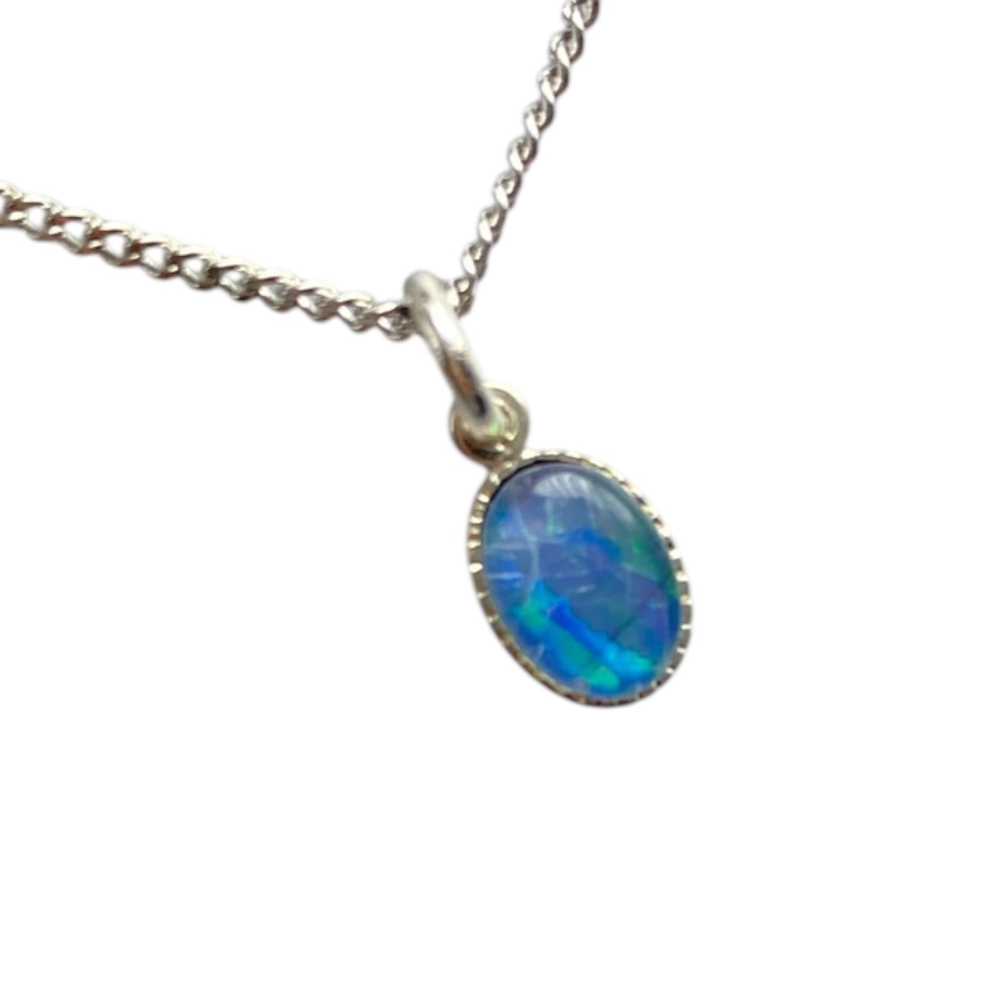 Australian Opal 7x5mm sterling silver pendant
