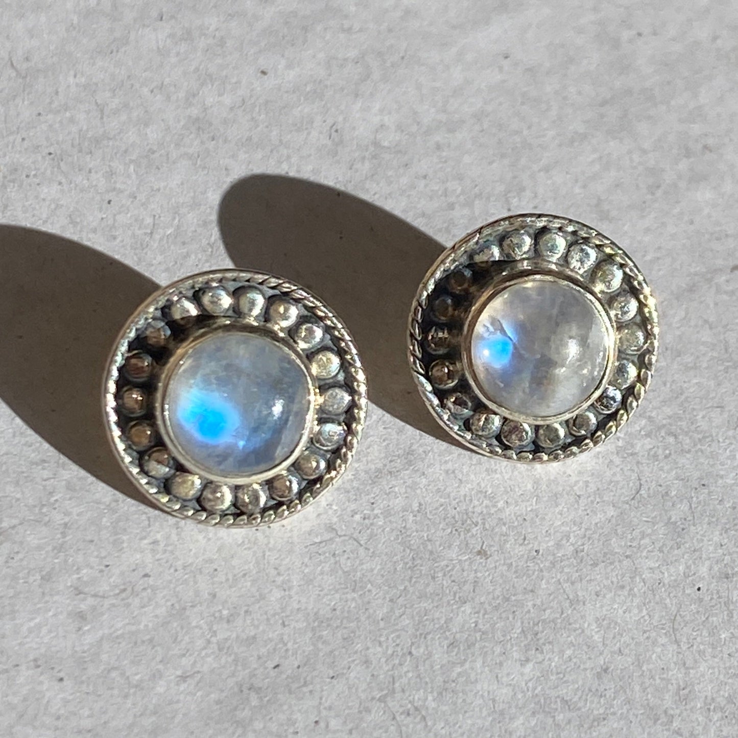 Moonstone studs sterling silver