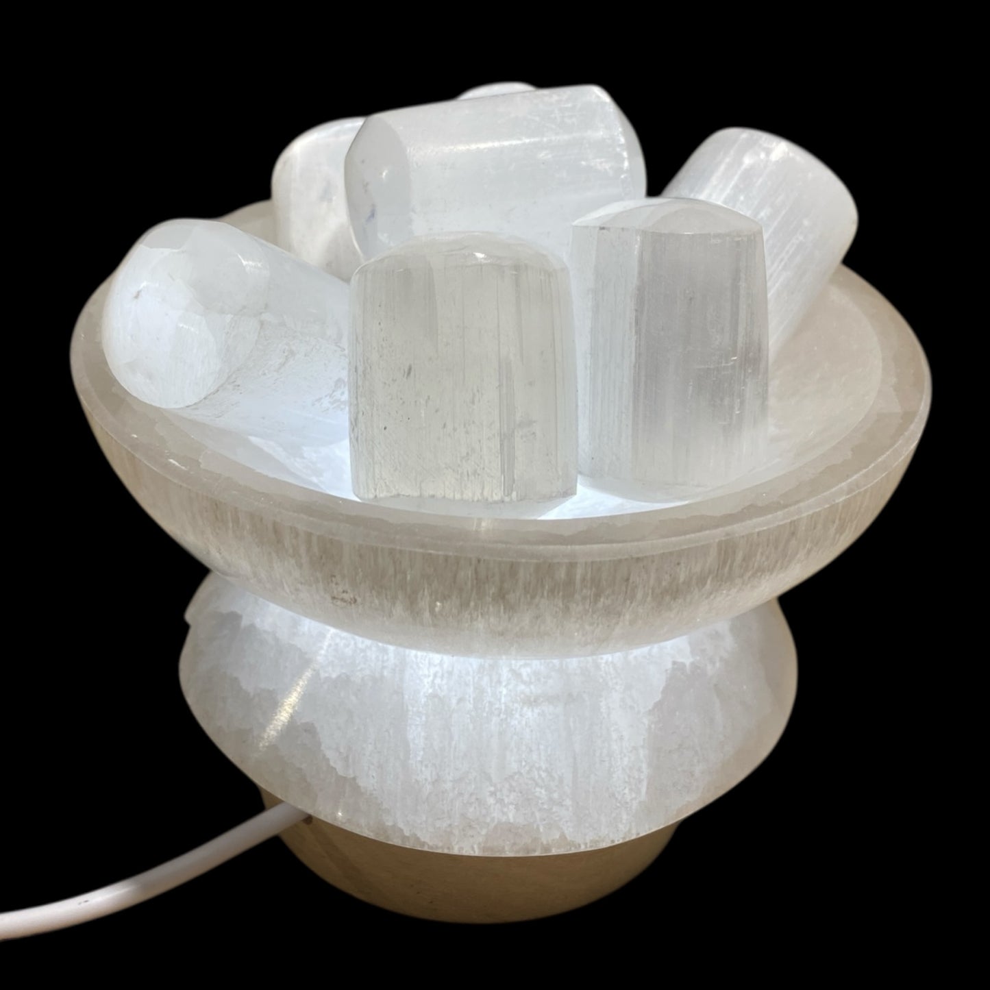 selenite bowl lamp