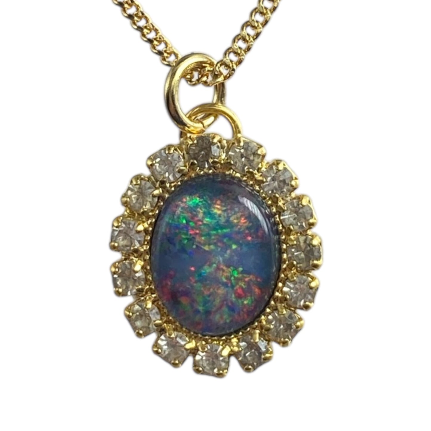 Australian opal pendant crystal set 8x10mm