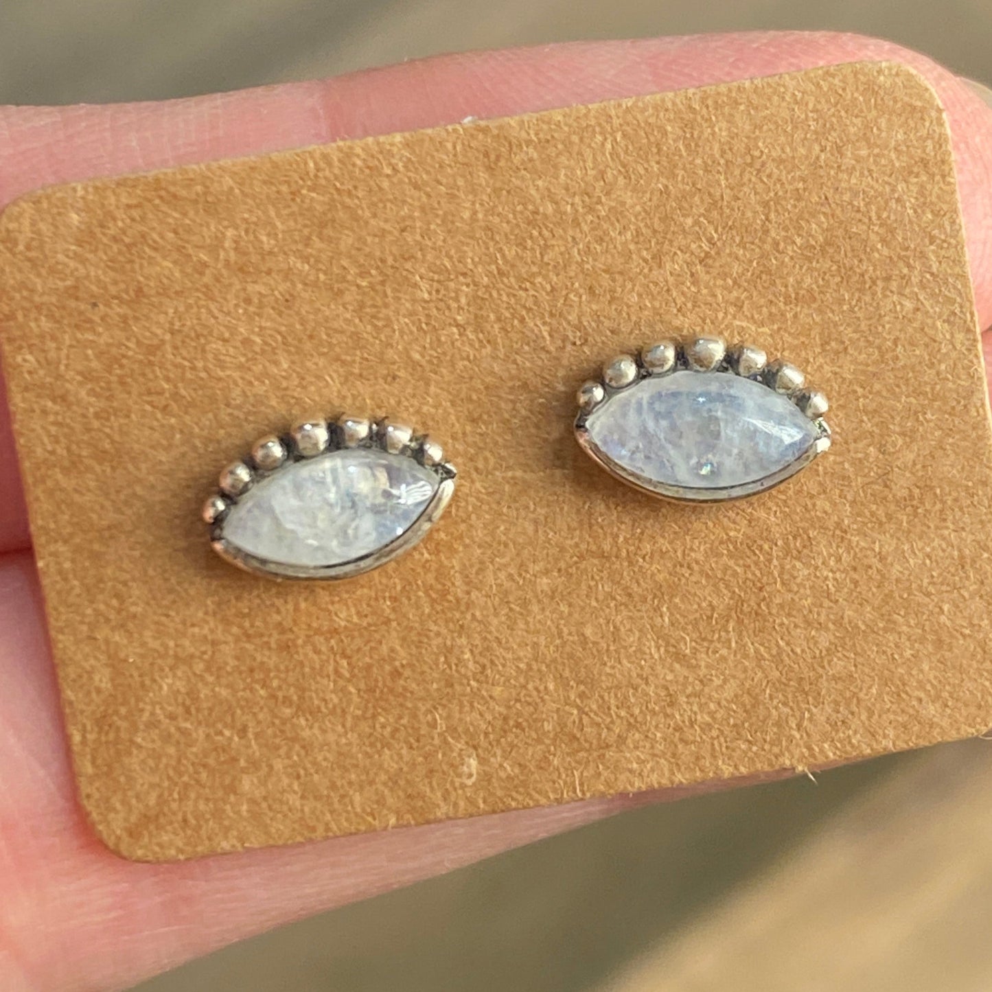 Moonstones studs oval