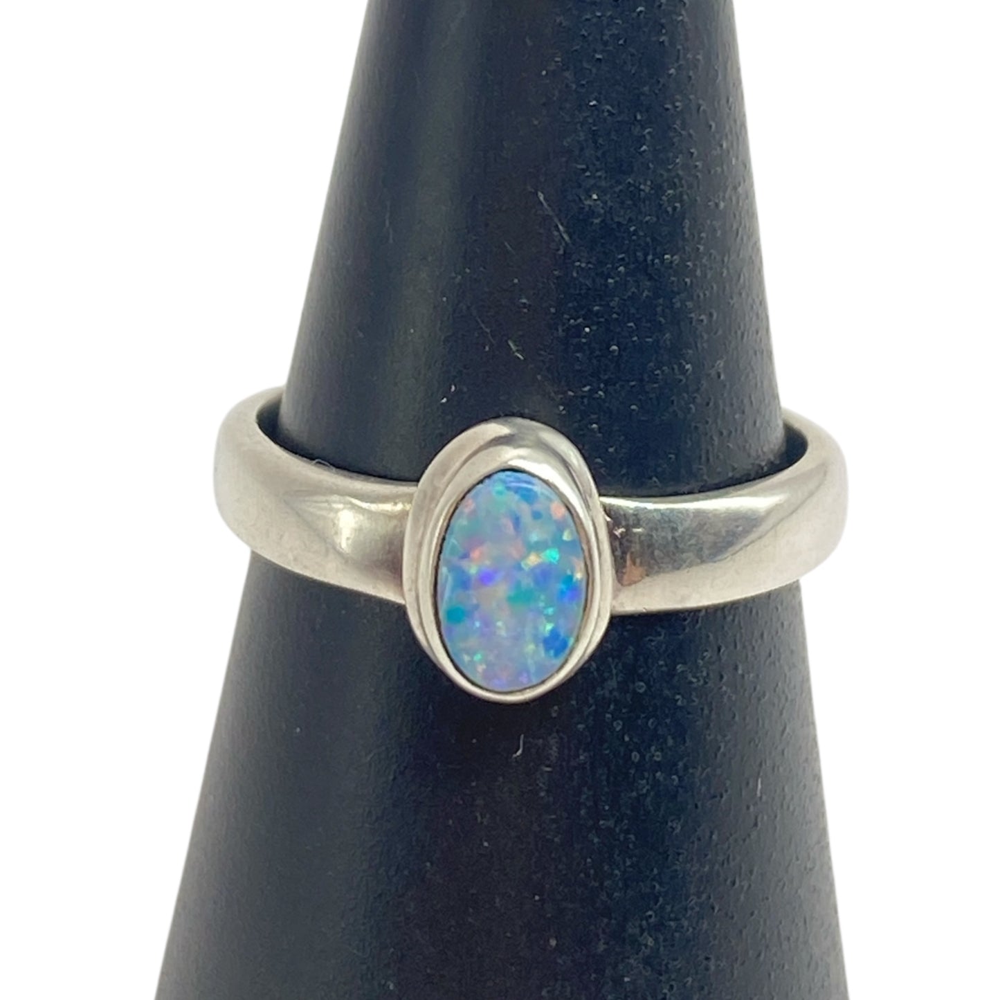 Australian opal sterling ring size 6