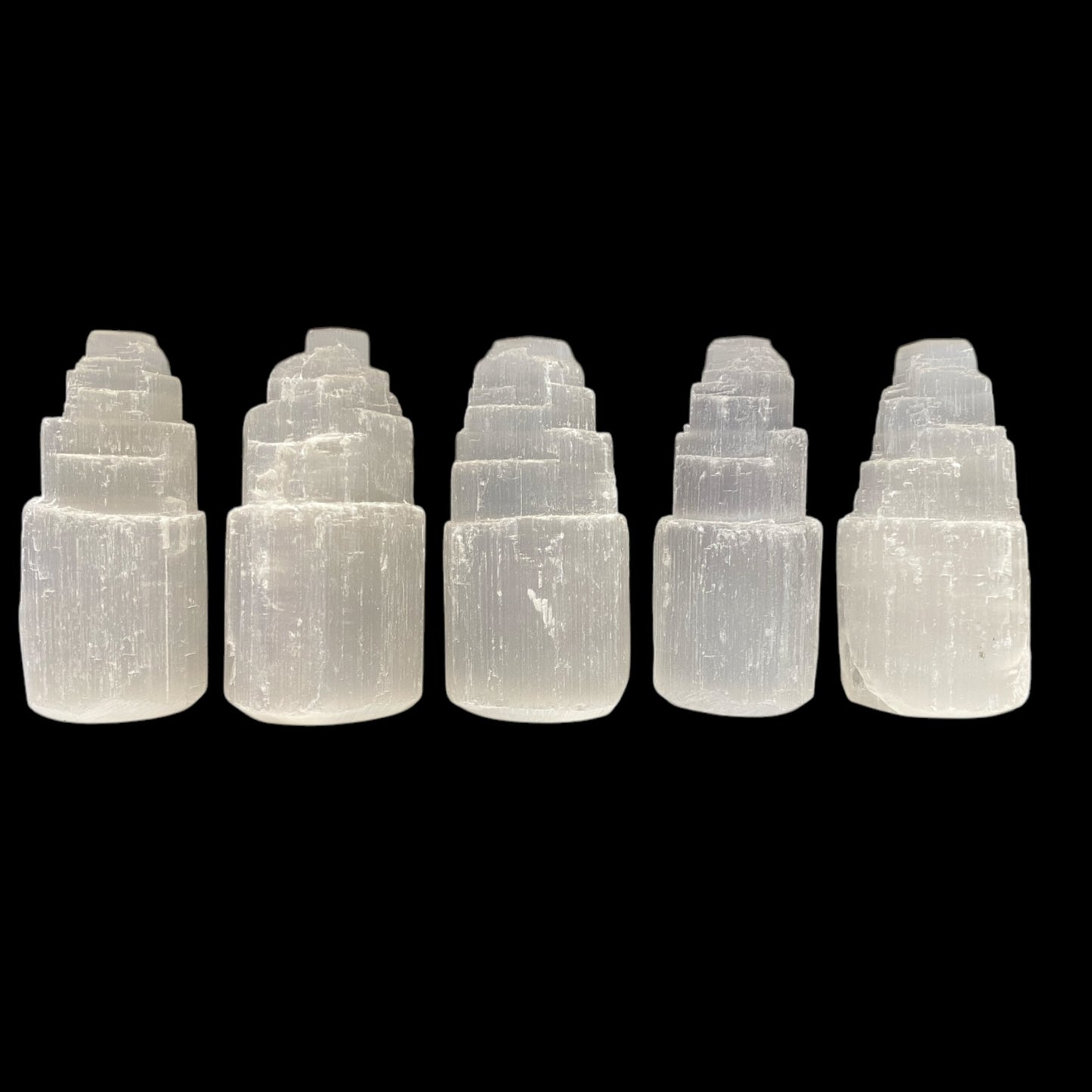 6cm tower set of 5 selenite