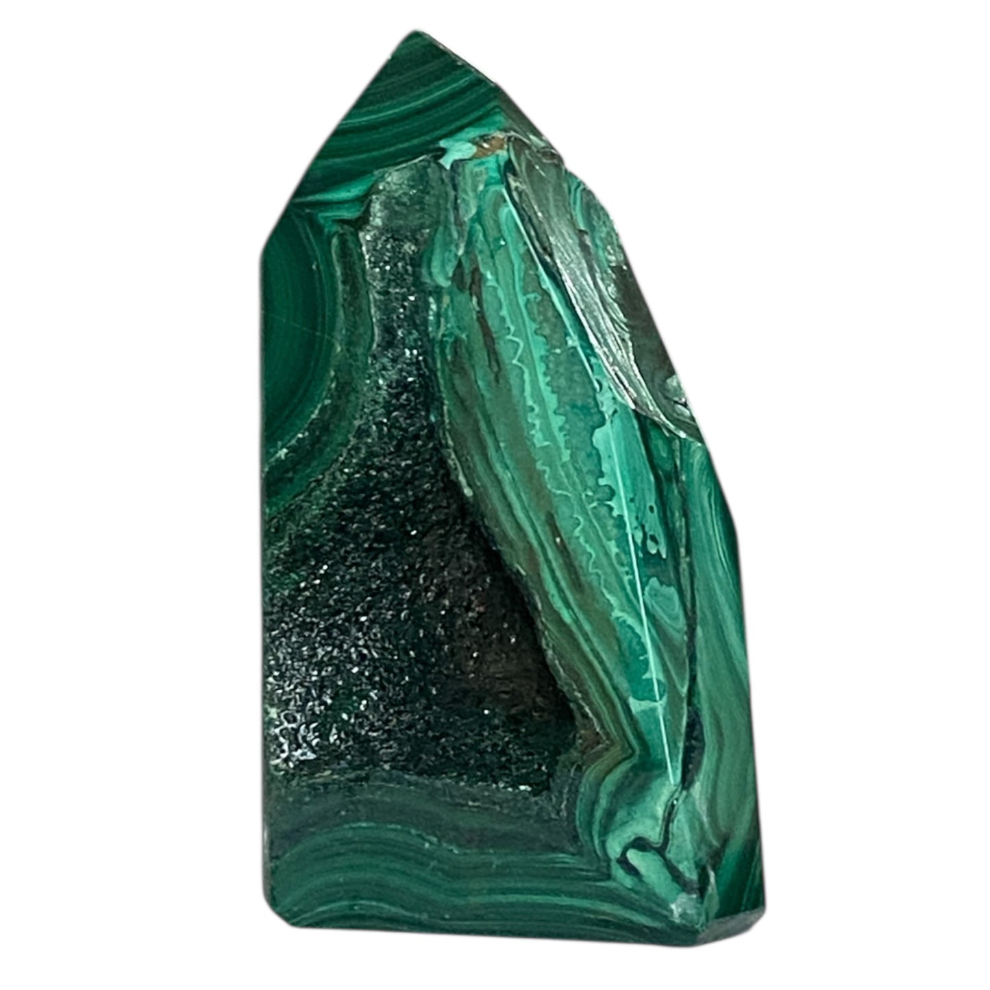 Malachite Tower rare with a druzy cave