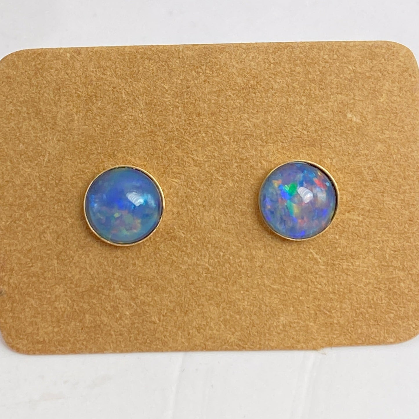 Australian opal 6mm sterling silver gold plated studs