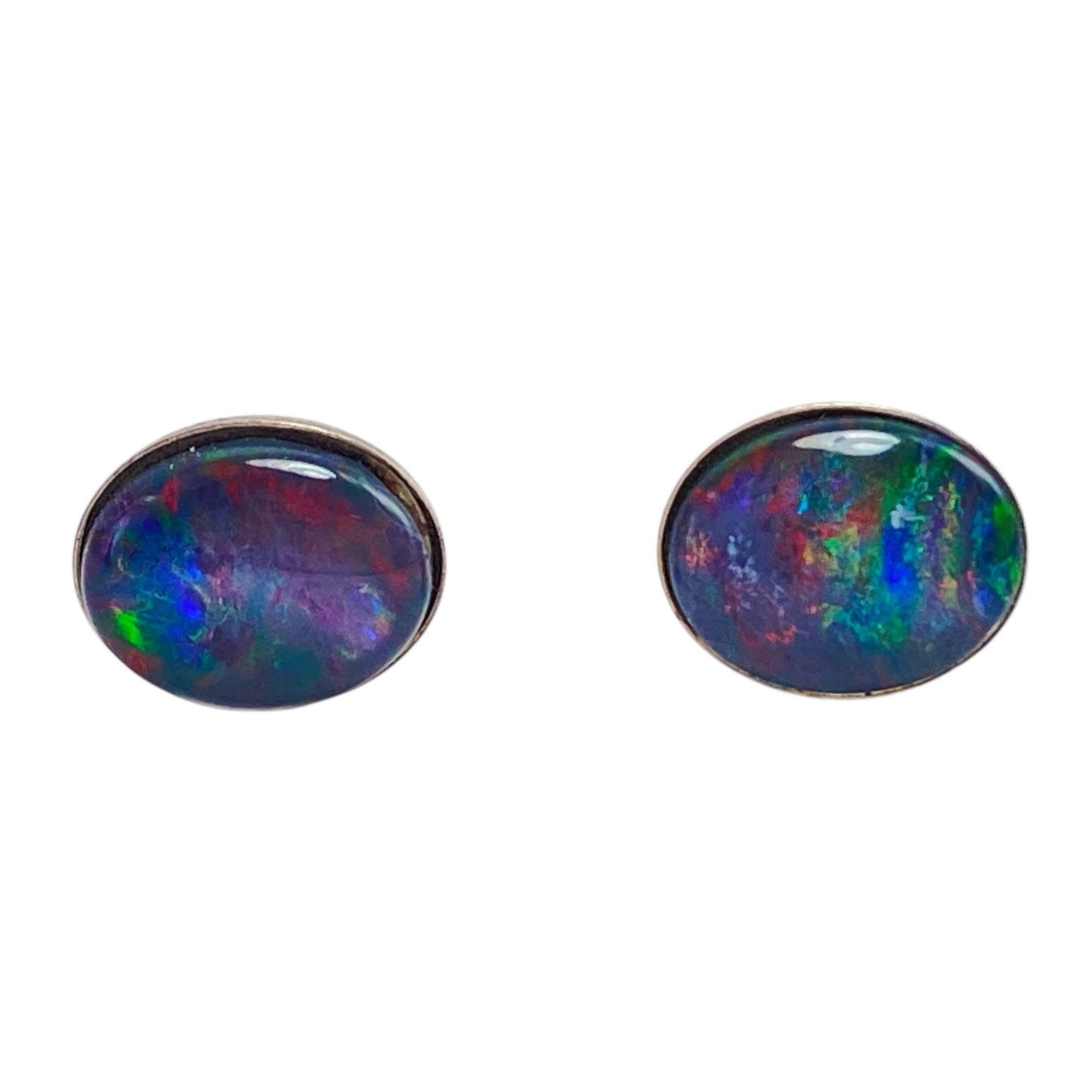 Australian opal 8x10mm sterling silver studs