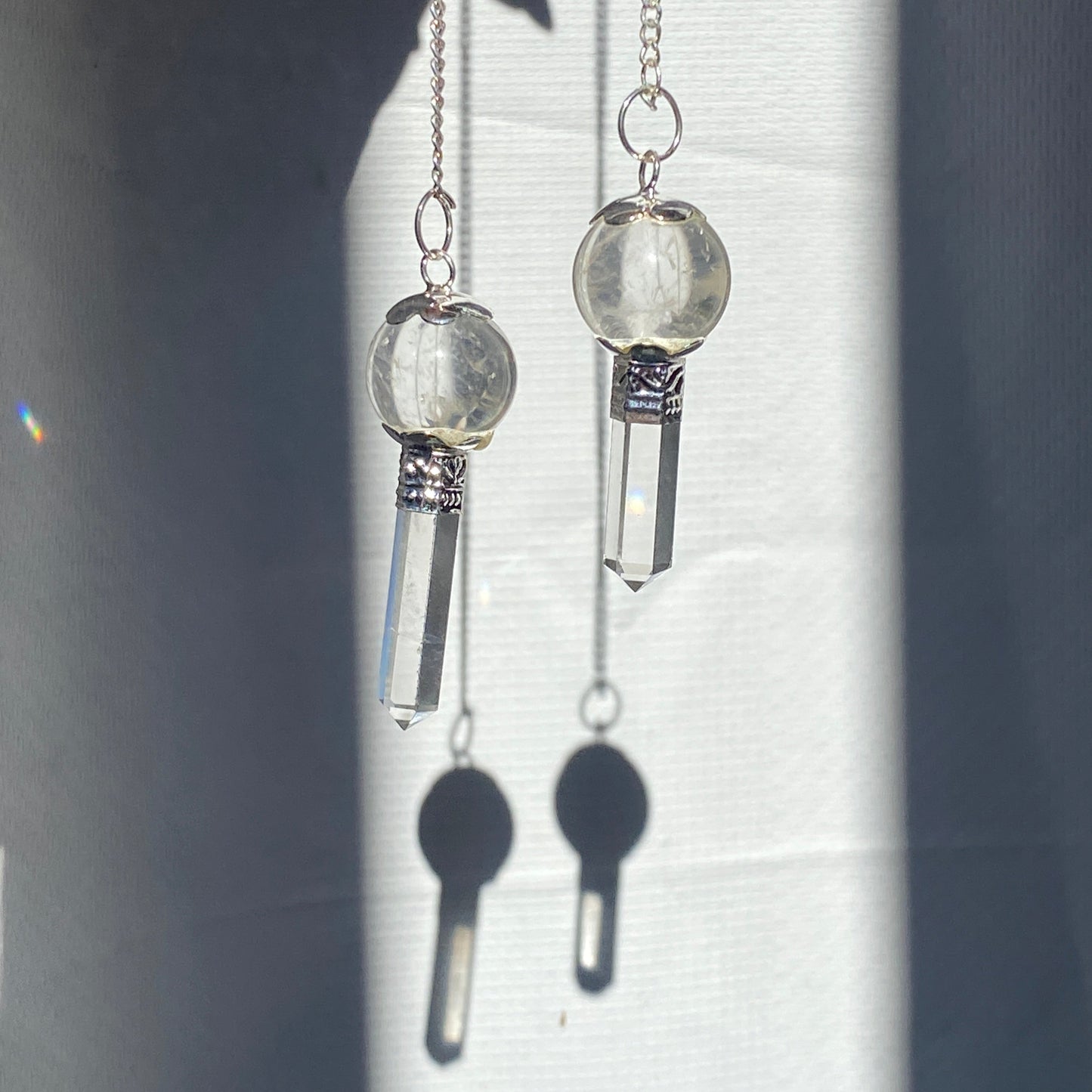 Clear Quartz pendulum with quartz point