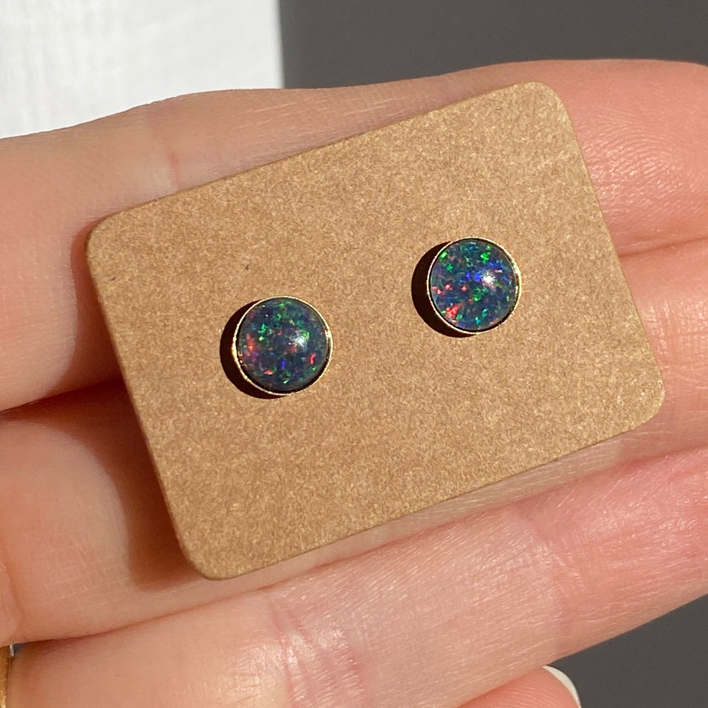 Australian opal 6mm sterling silver gold plated studs (Copy)