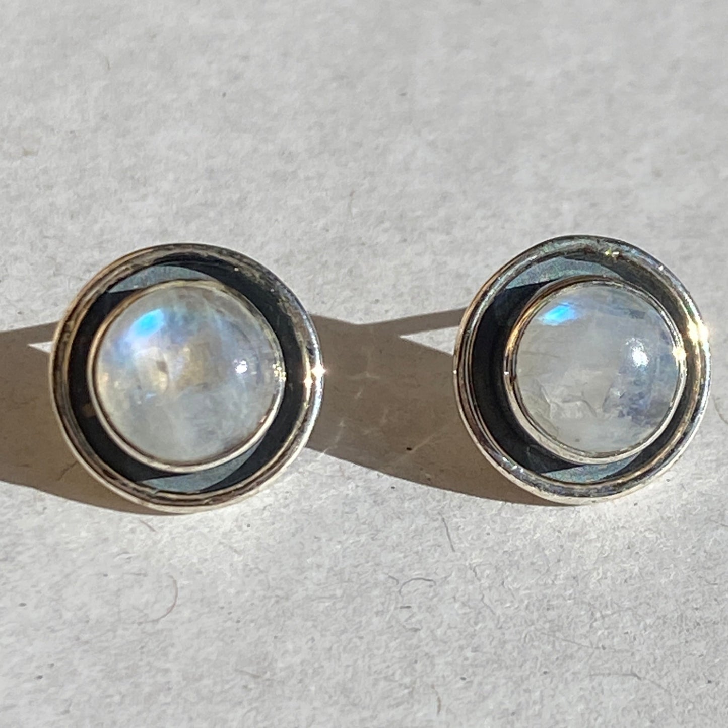 Moonstone studs sterling silver