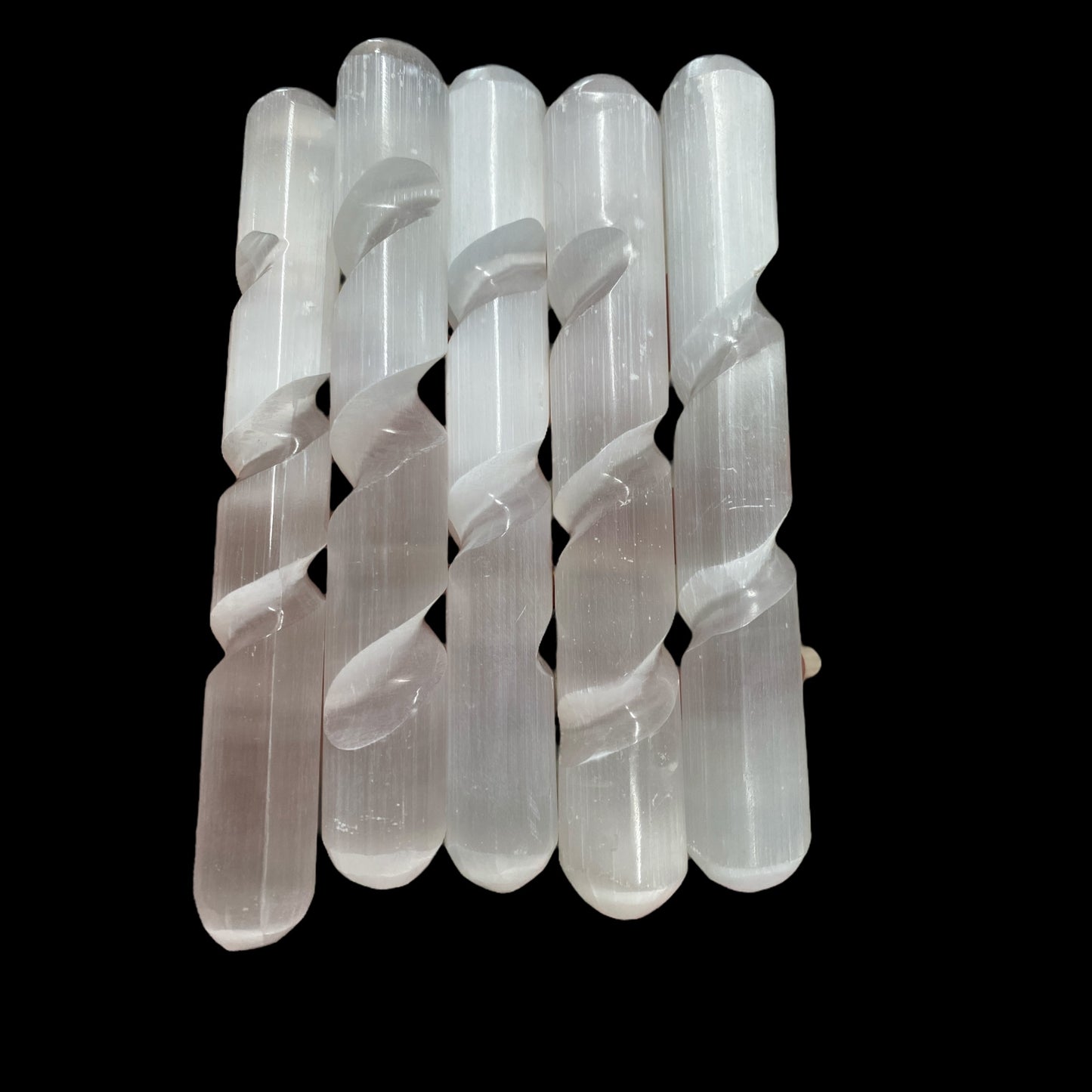 5x selenite spiral wand