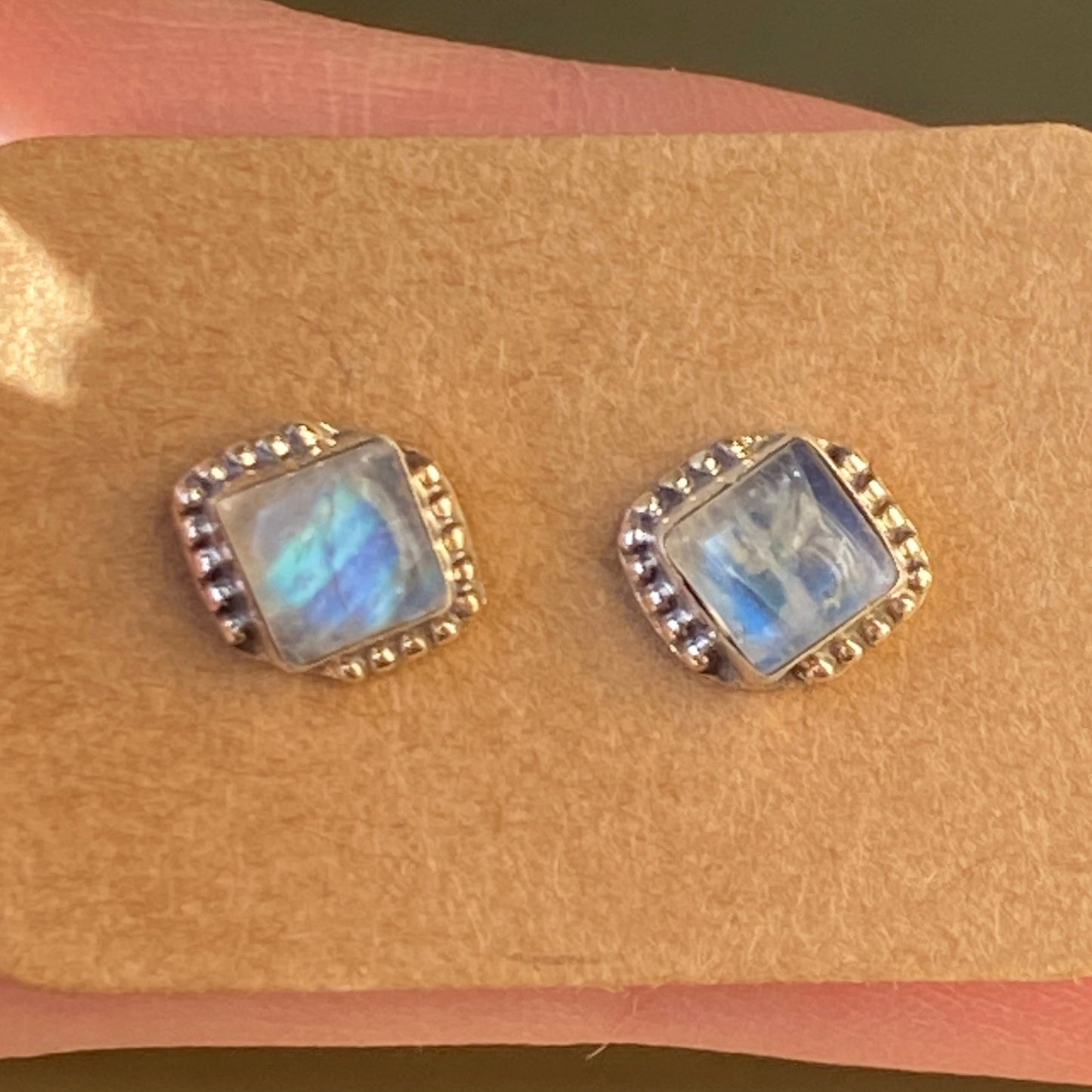 Moonstone square studs