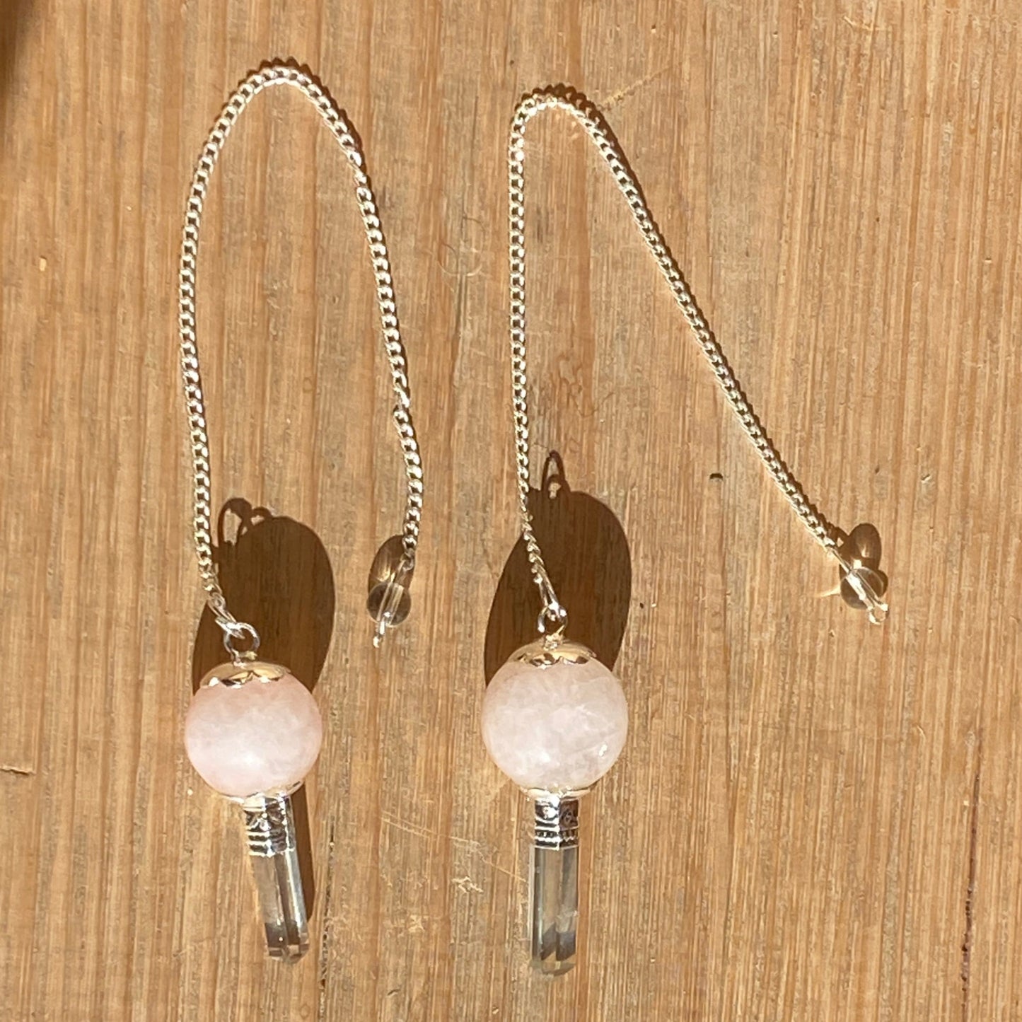 Rose Quartz pendulum with quartz point