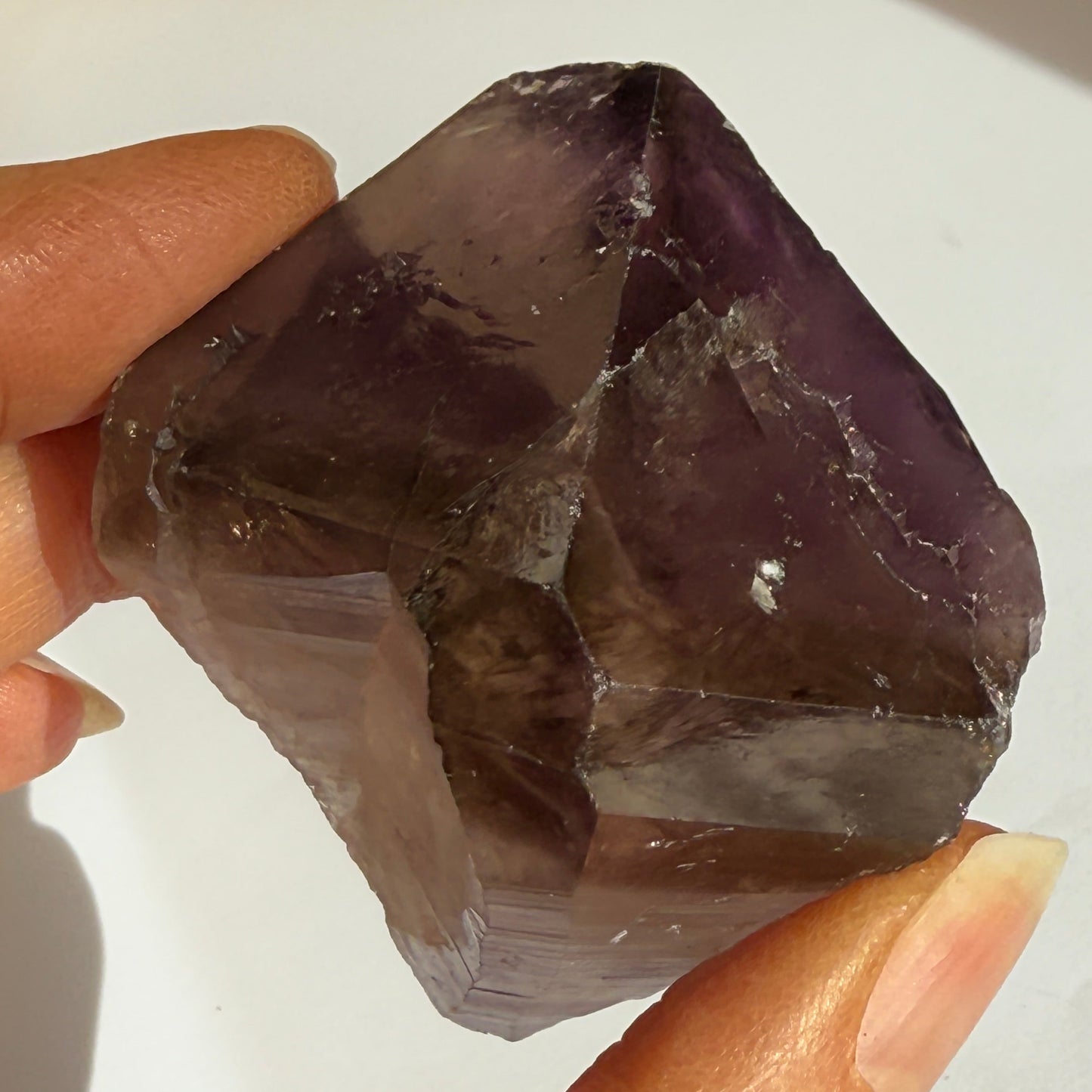 Australian Amethyst with natural smoky quartz terminator