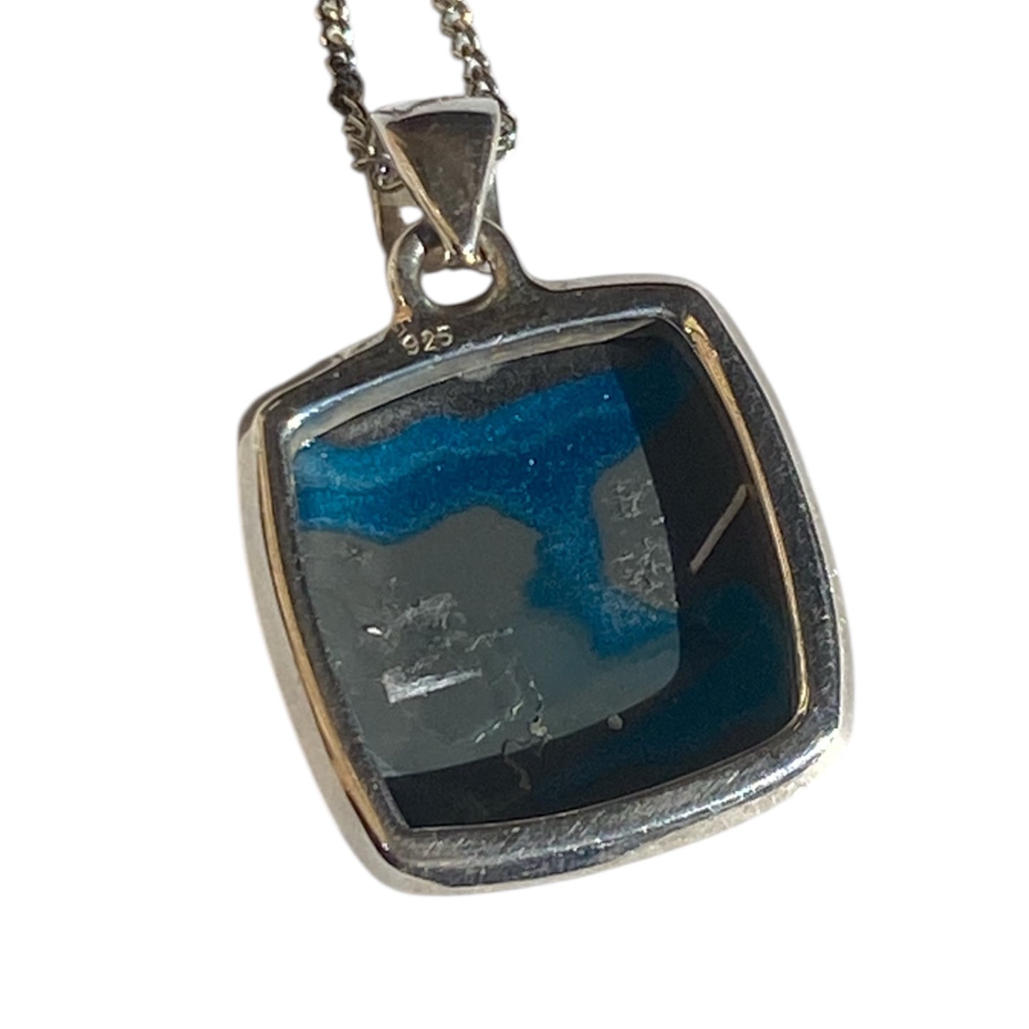 Fordite sterling silver pendant