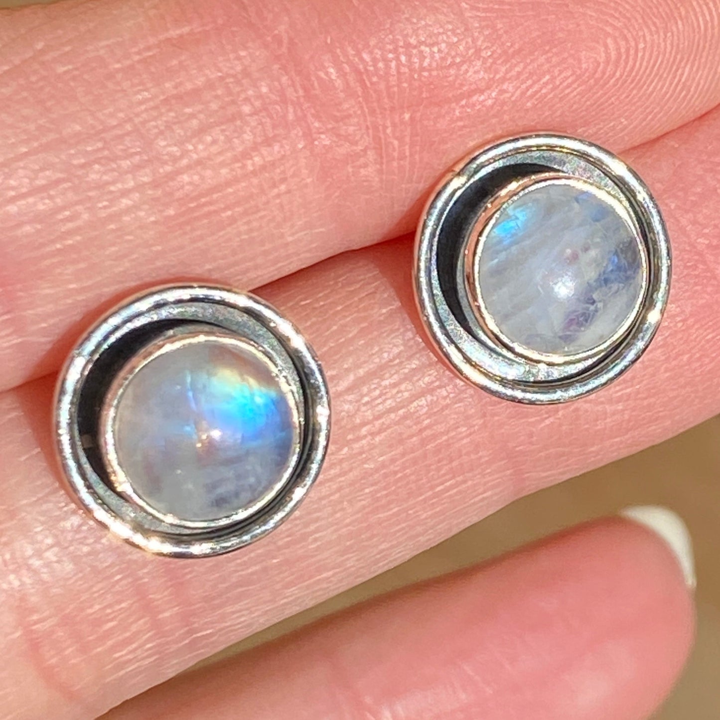 Moonstone studs sterling silver