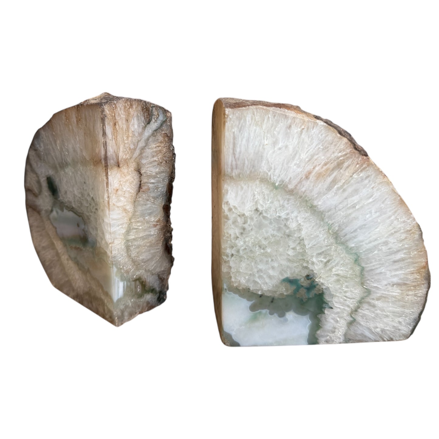 Green agate bookends large