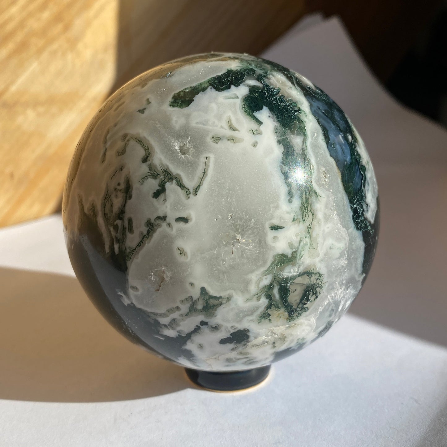 Moss agate sphere
