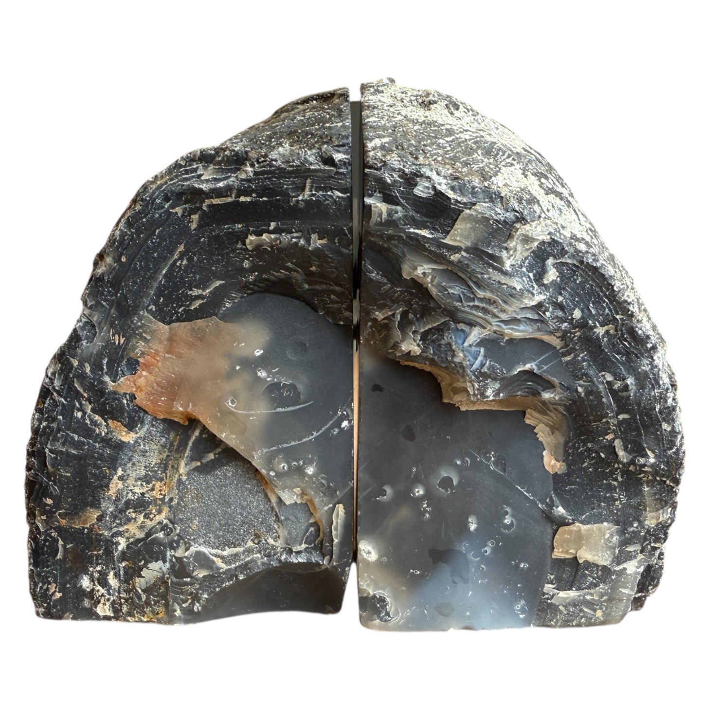 Agate book ends navy dark natural