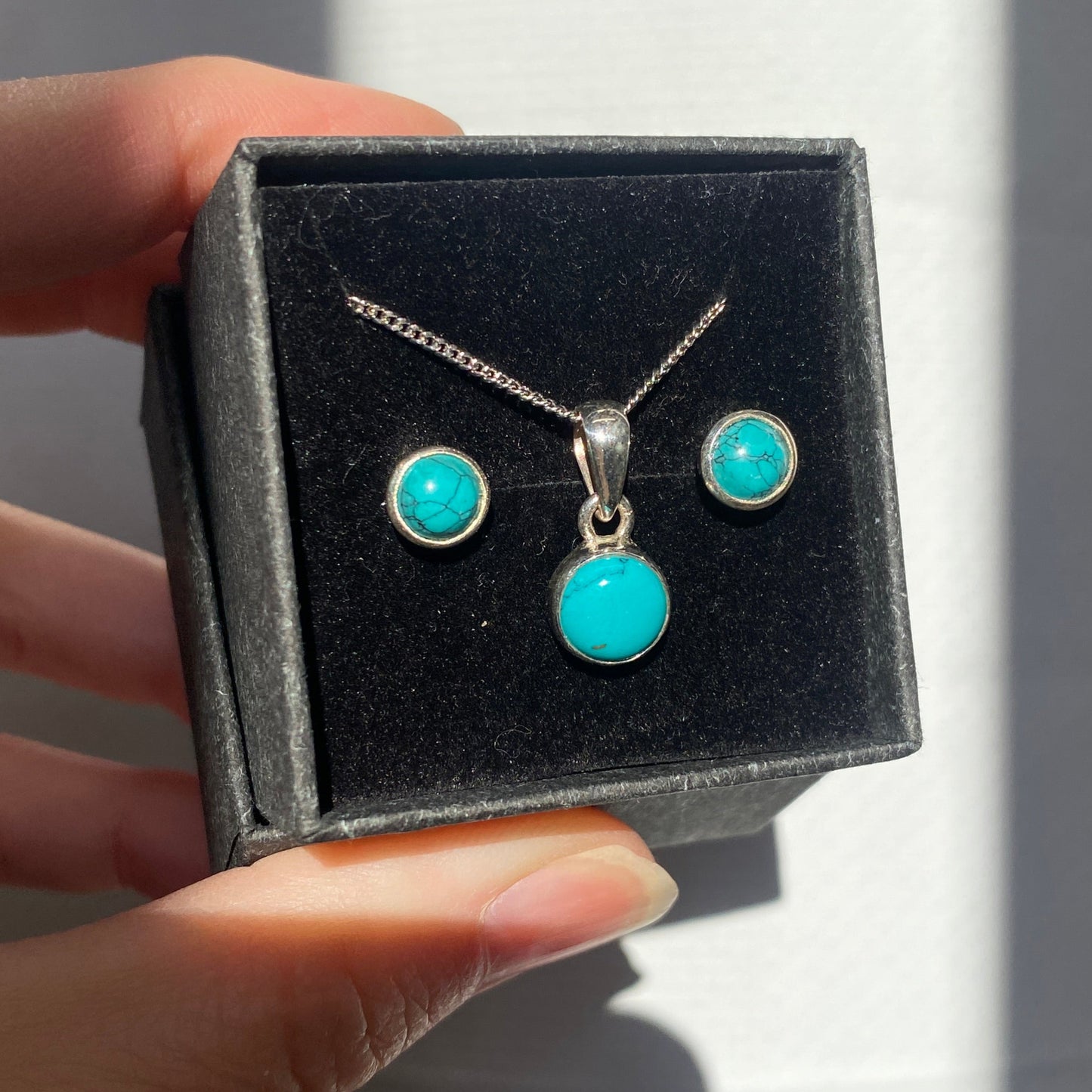 Turquoise set, studs and pendant