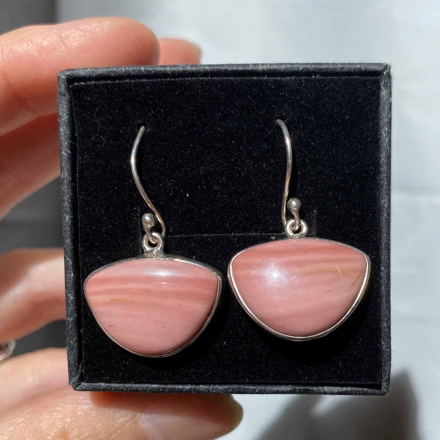 Australian pink opal earrings sterling silver
