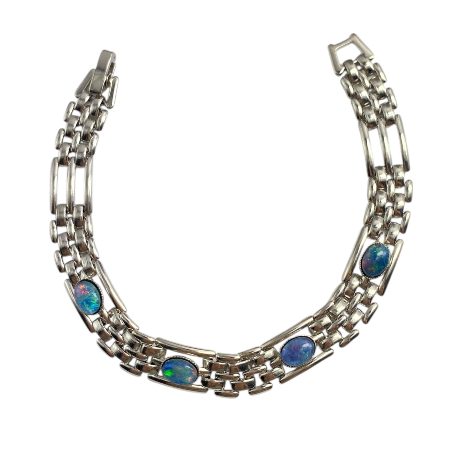 Opal bracelet 4 stone 7x5mm Australian Triplets