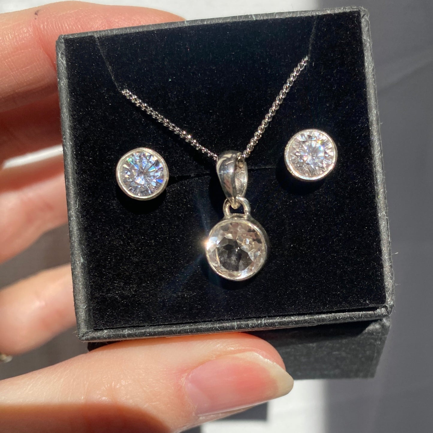 Crystal set, studs and pendant
