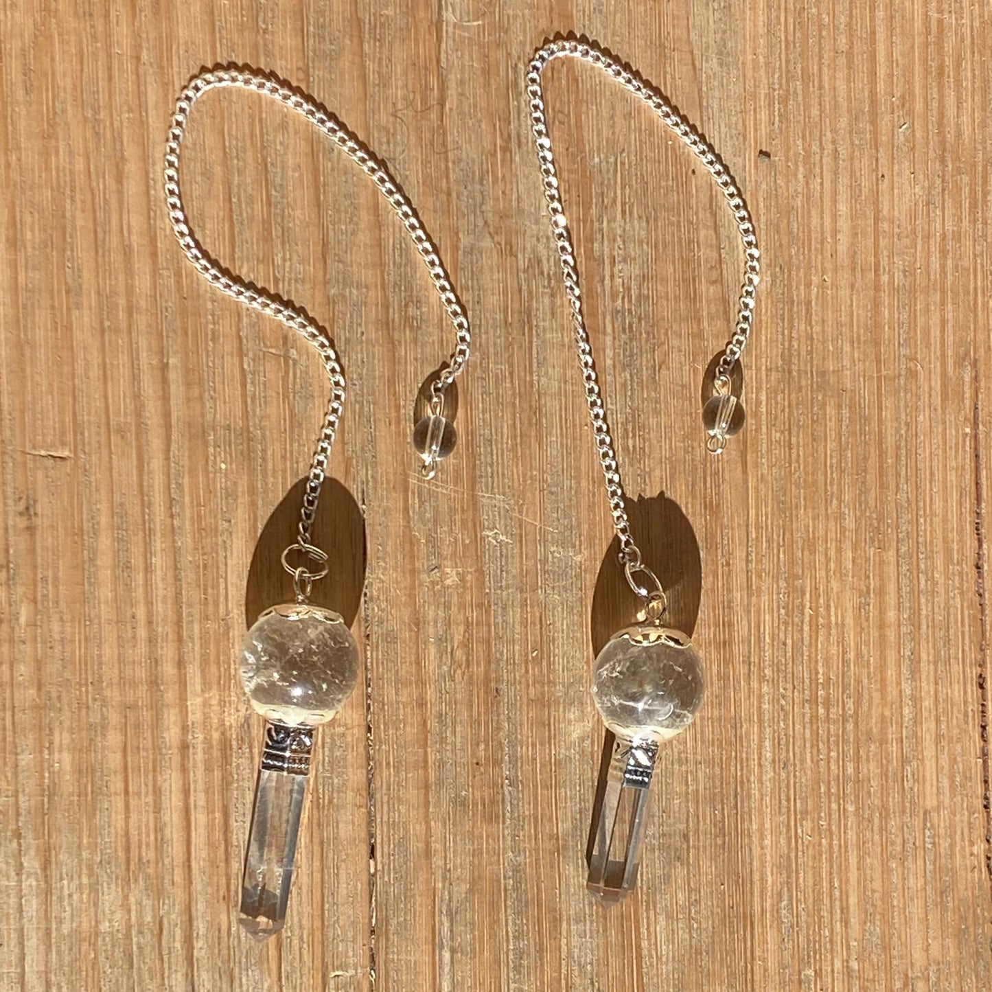 Clear Quartz pendulum with quartz point