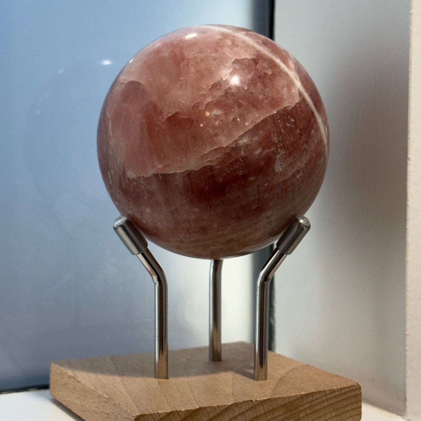 Rose calcite sphere 65mm 500grams