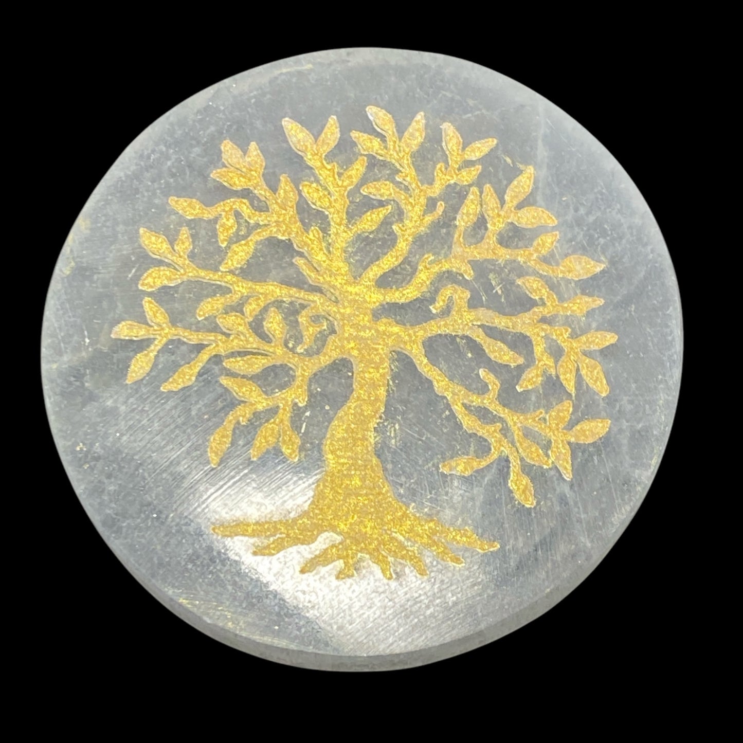 Selenite tree of life plate 10cm 2 pack