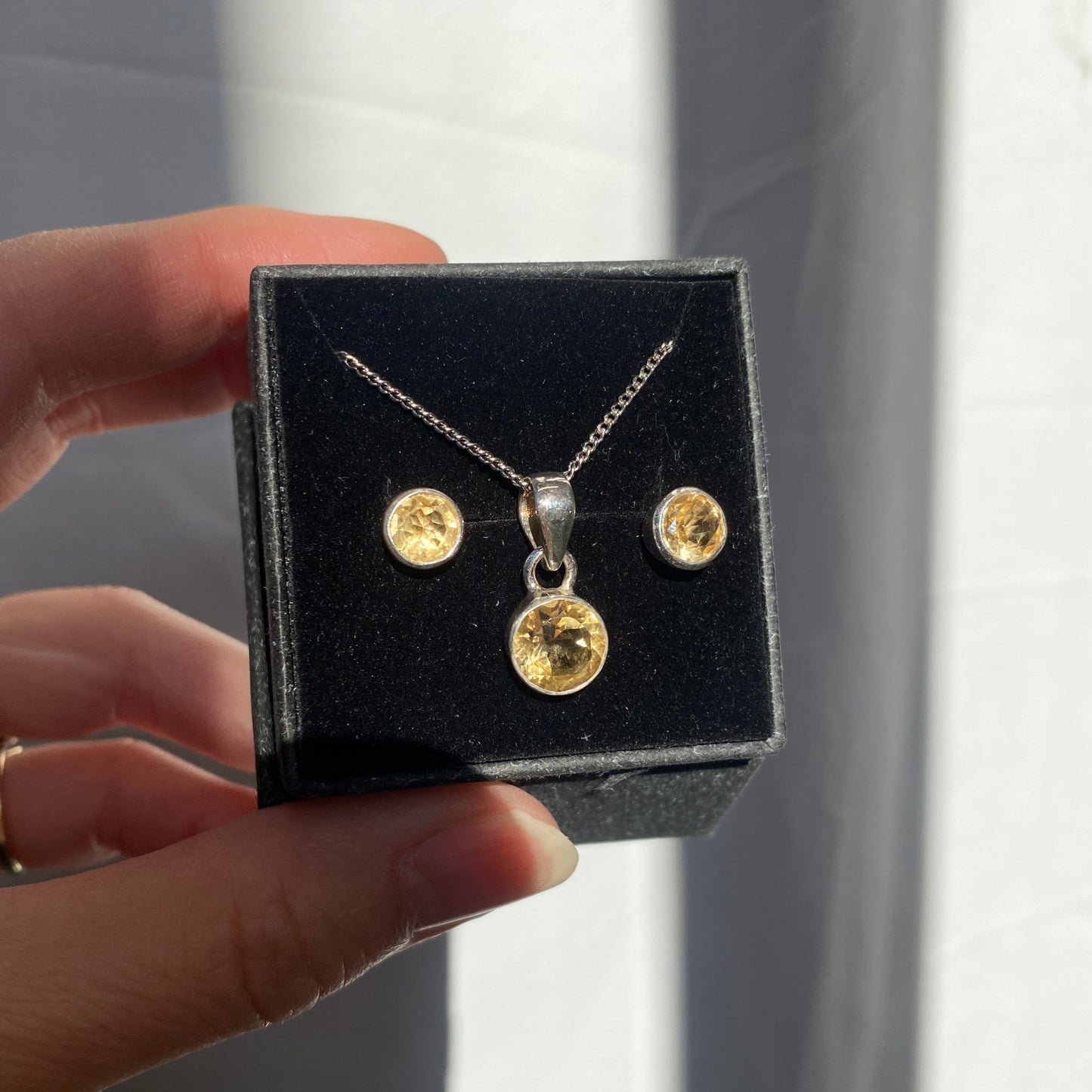 Citrine set, studs and pendant