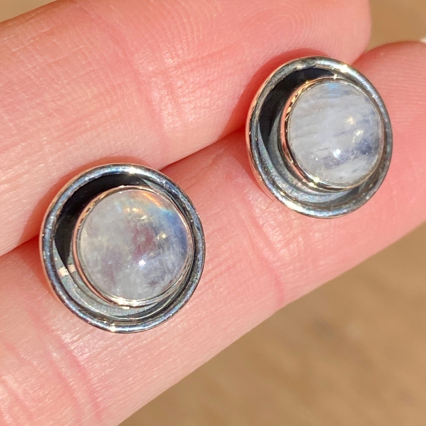 Moonstone studs sterling silver