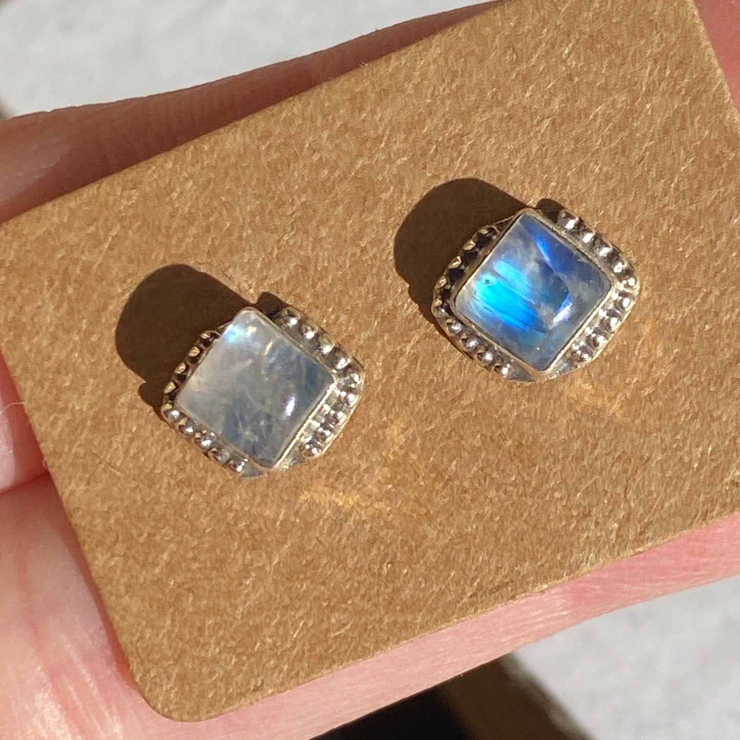 Moonstone square studs