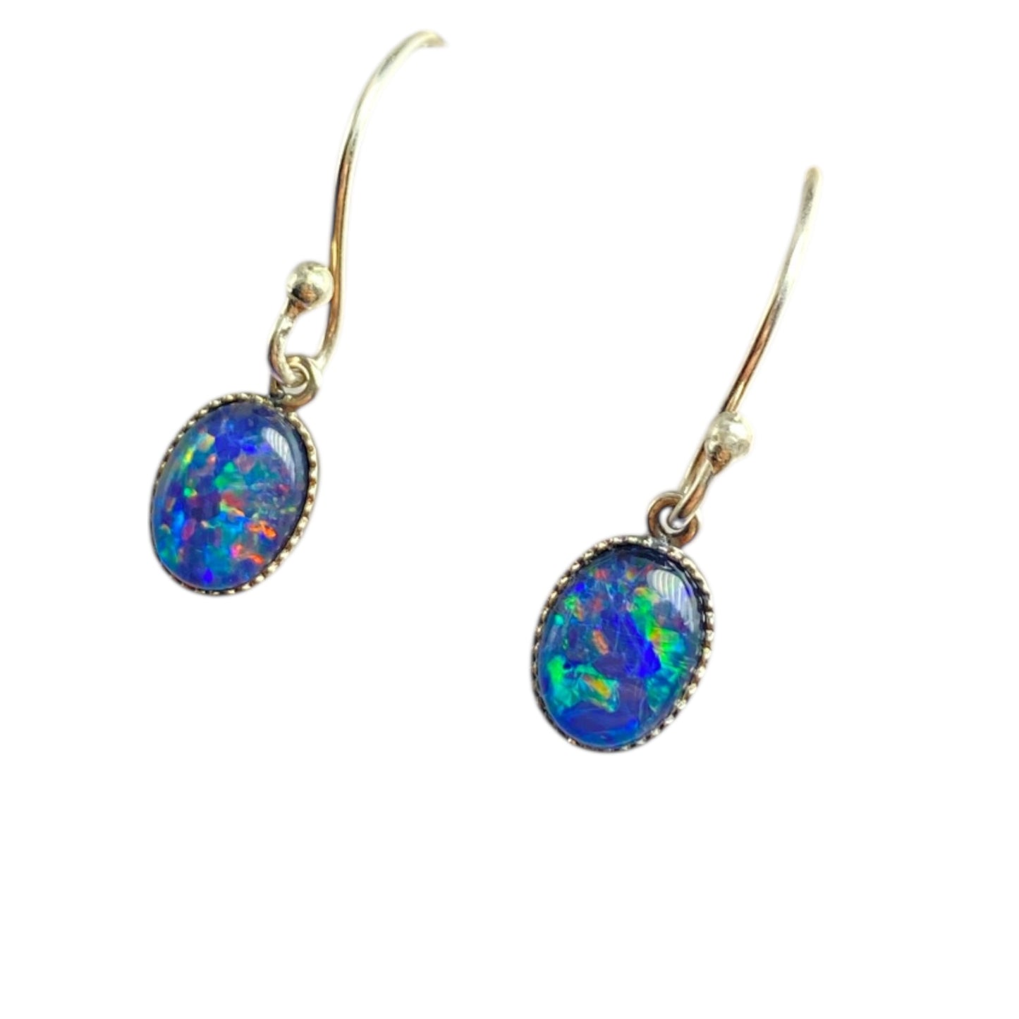 Australian Opal earrings 8x6mm sterling silver