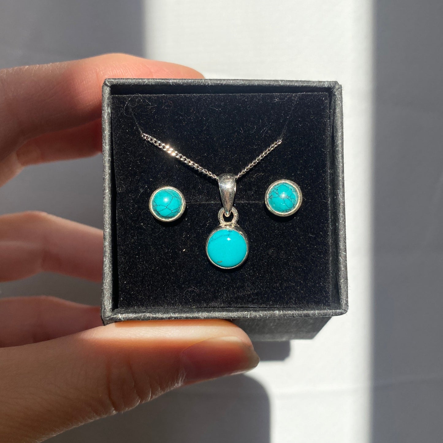 Turquoise set, studs and pendant