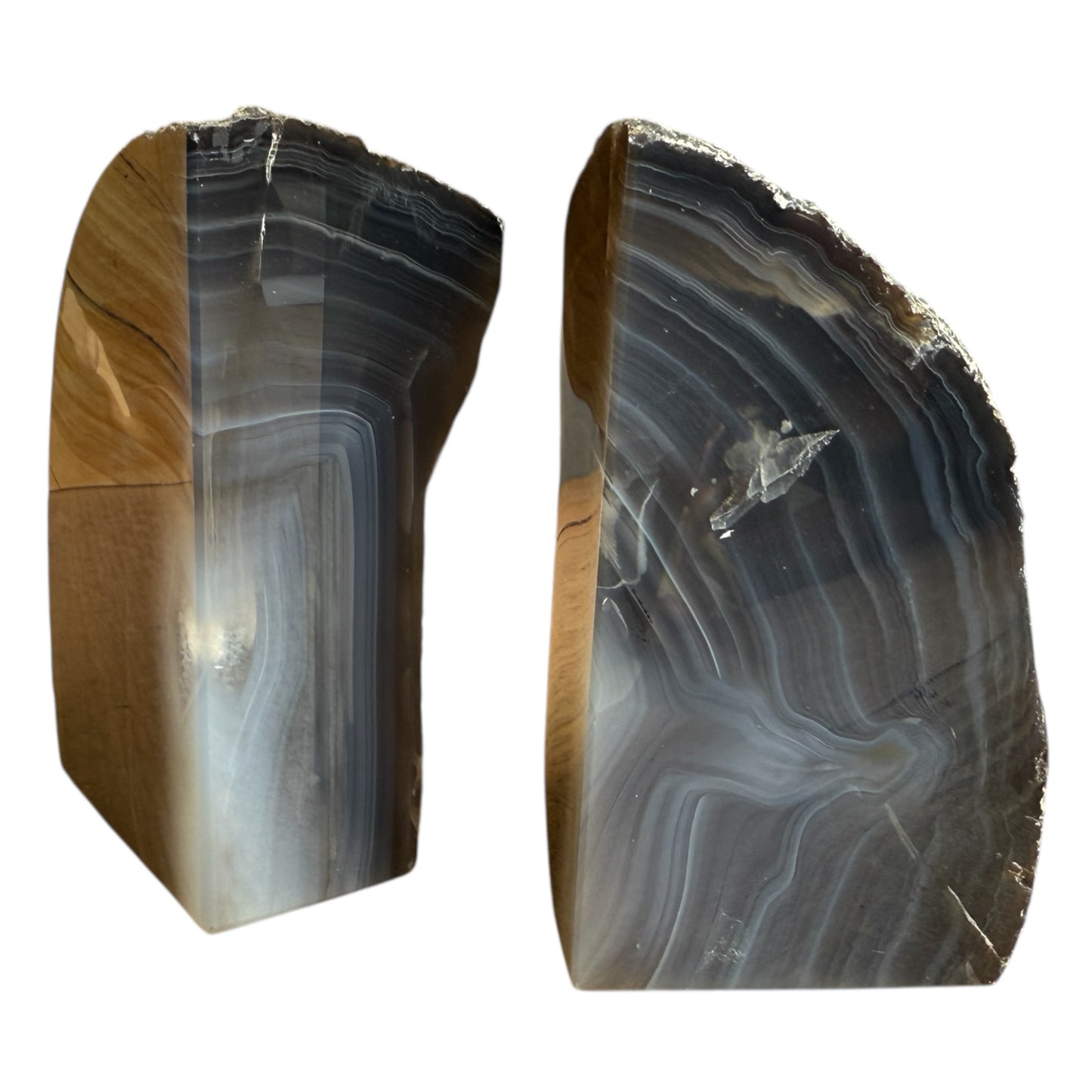 Agate book ends navy dark natural