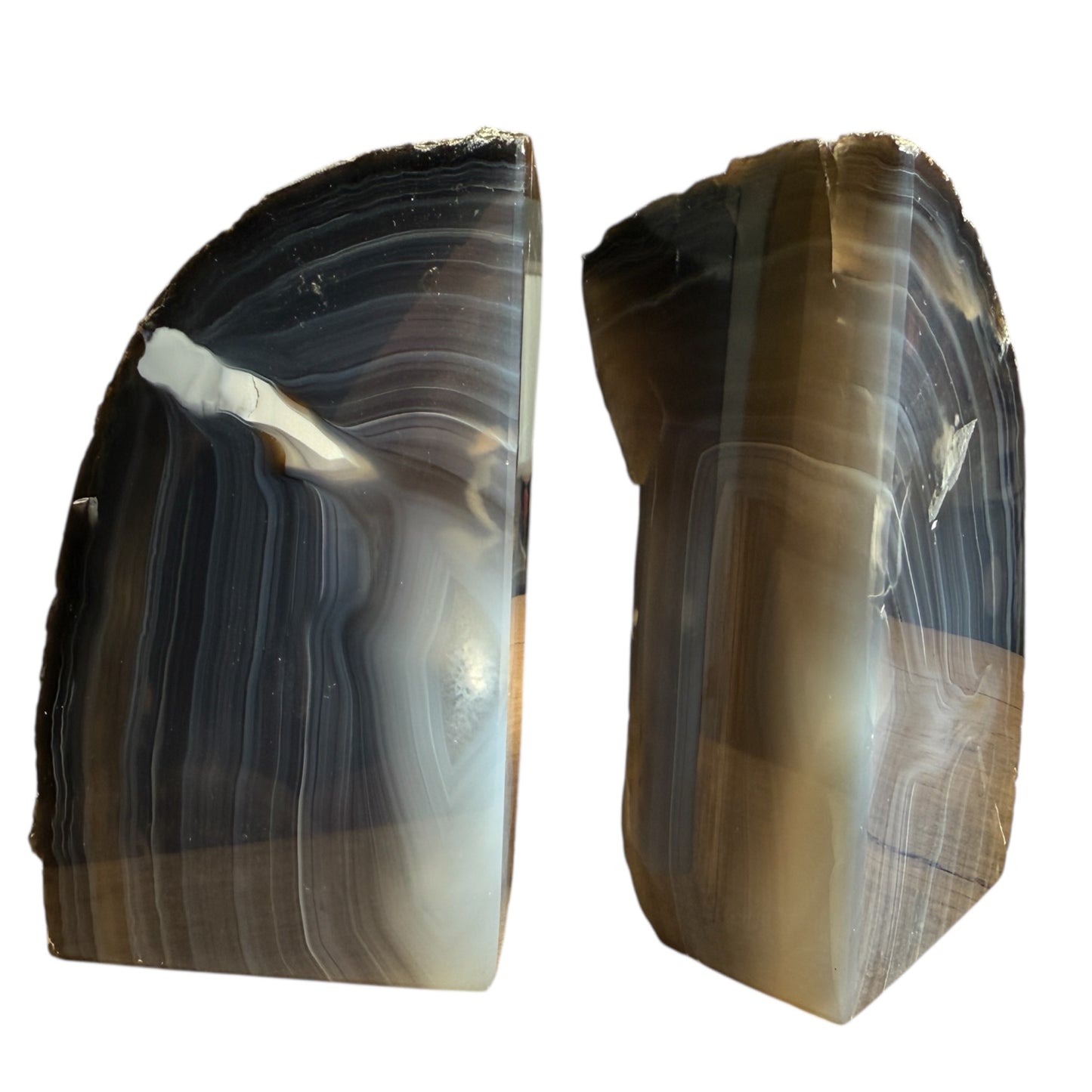 Agate book ends navy dark natural